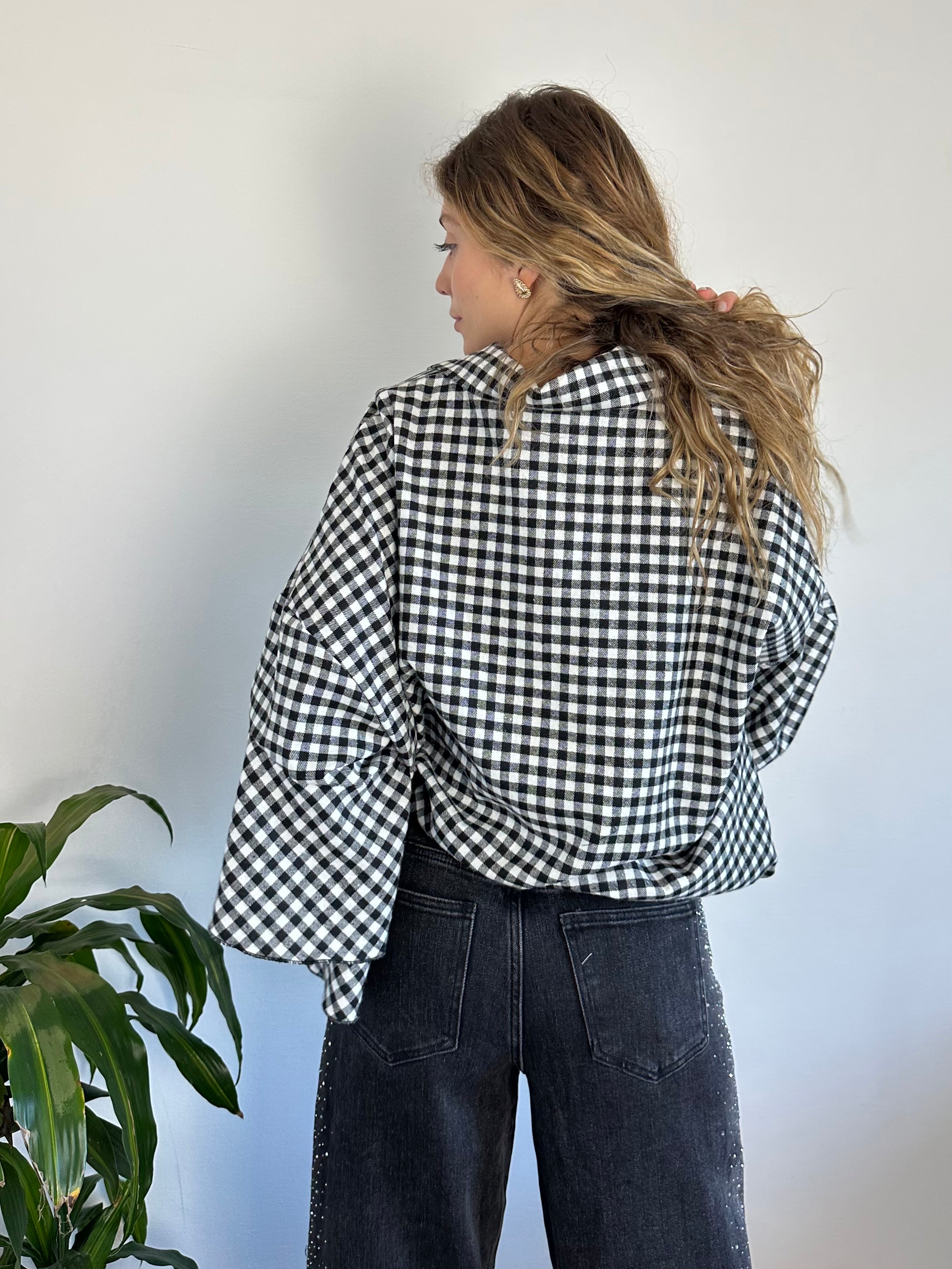 CAMICIA A QUADRI MANICHE A BALZE
