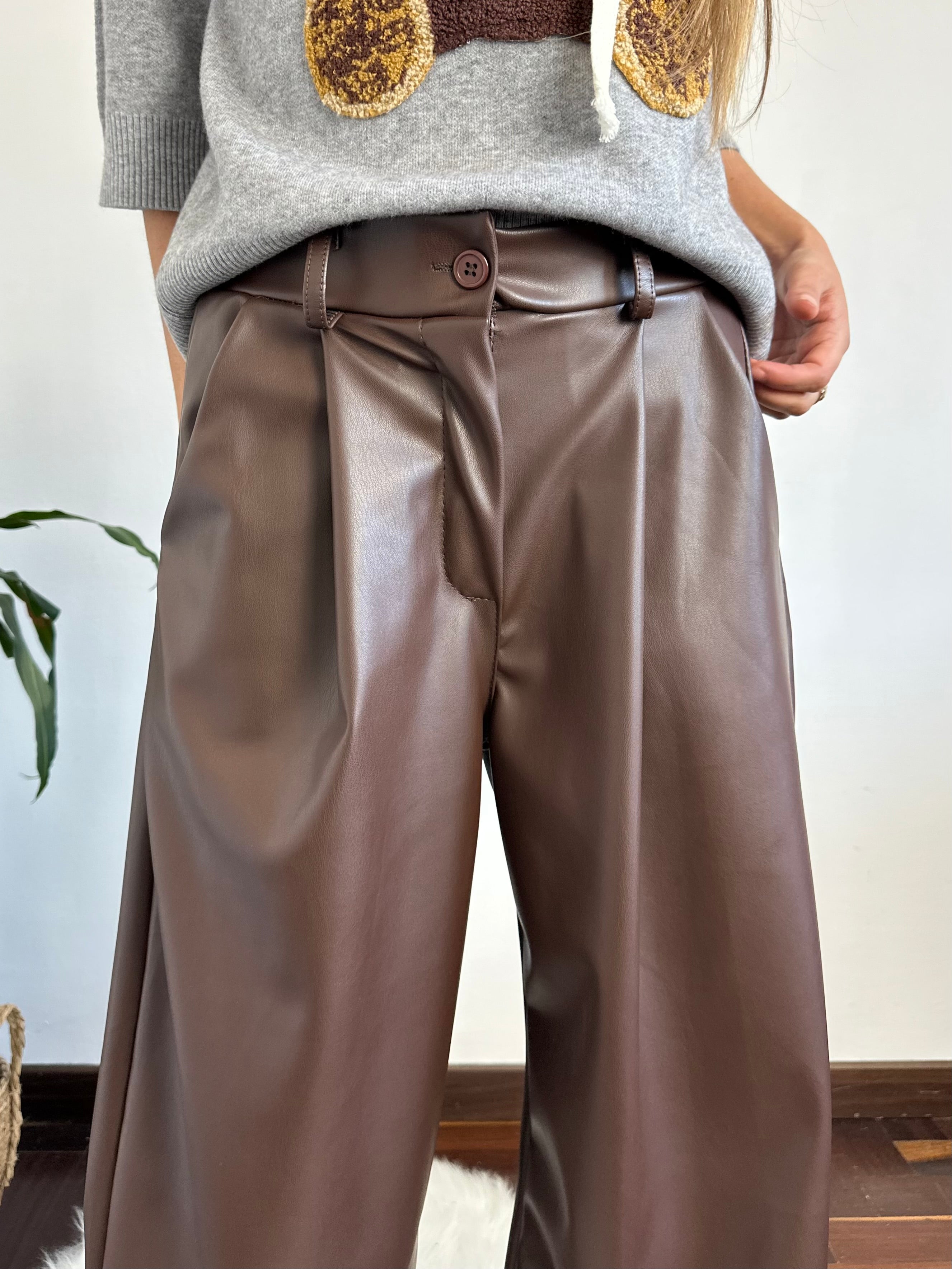 PANTALONE ECOPELLE MARRONE