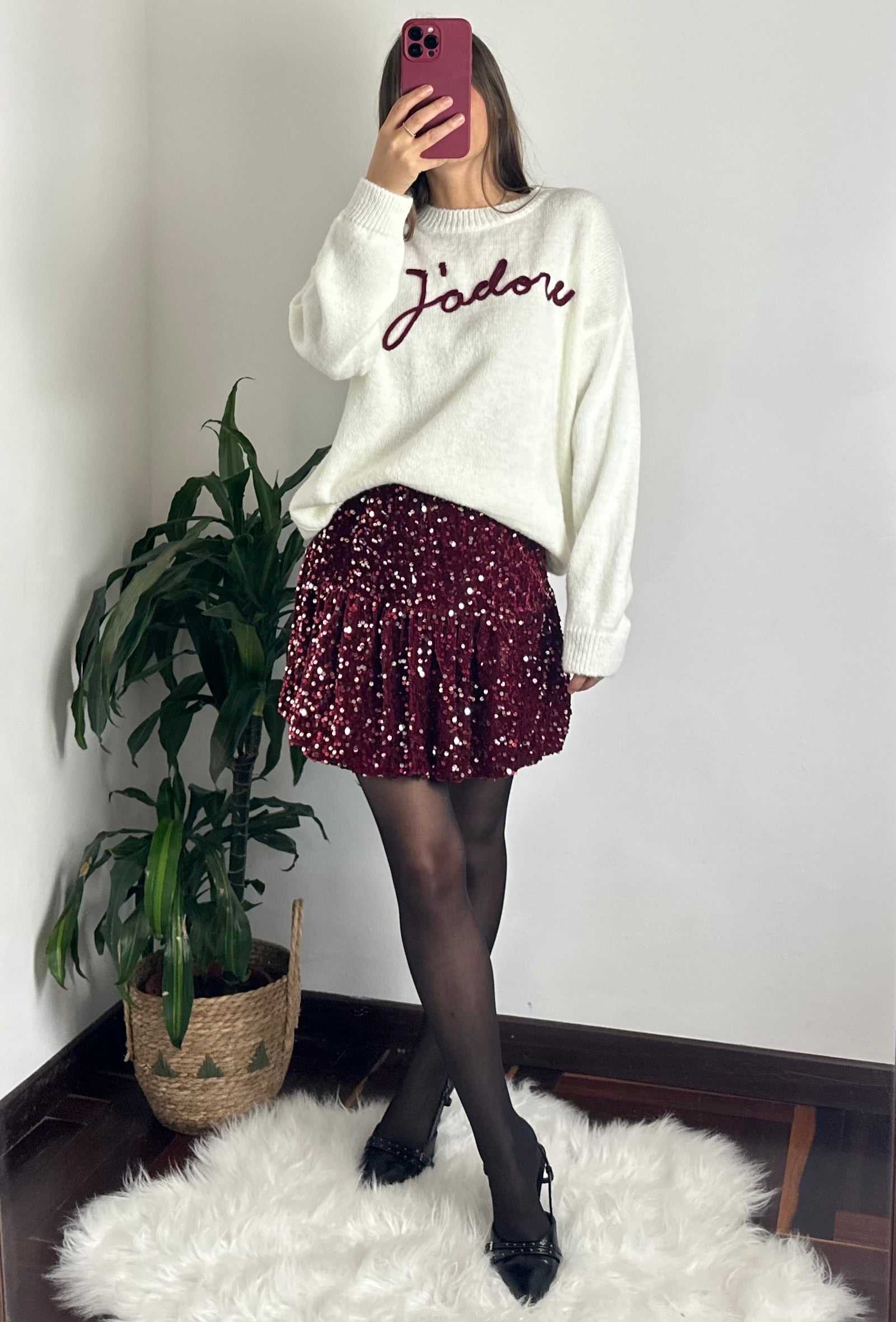 MAGLIONE “J’adore” misto LANA BIANCO