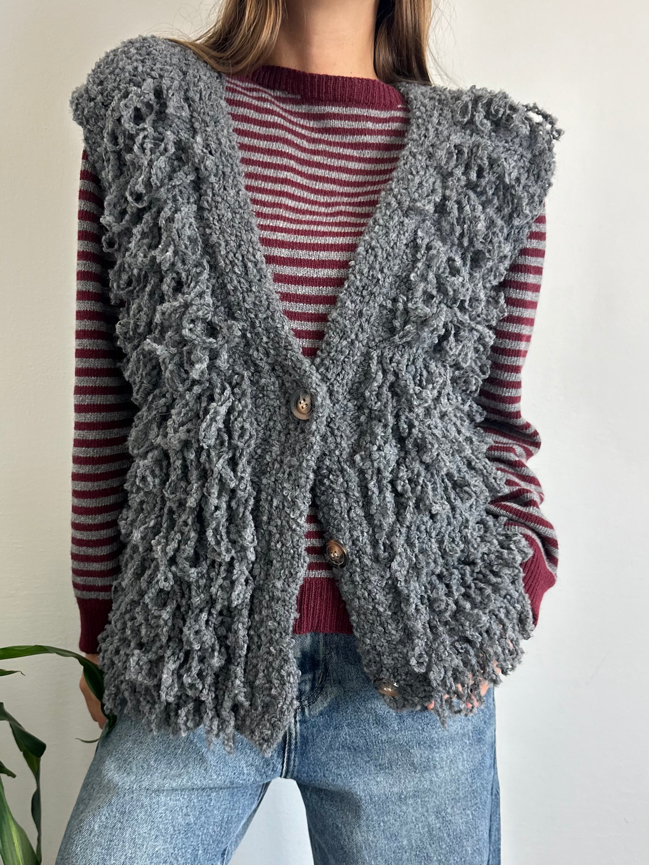 GILET misto LANA-ALPACA GRIGIO