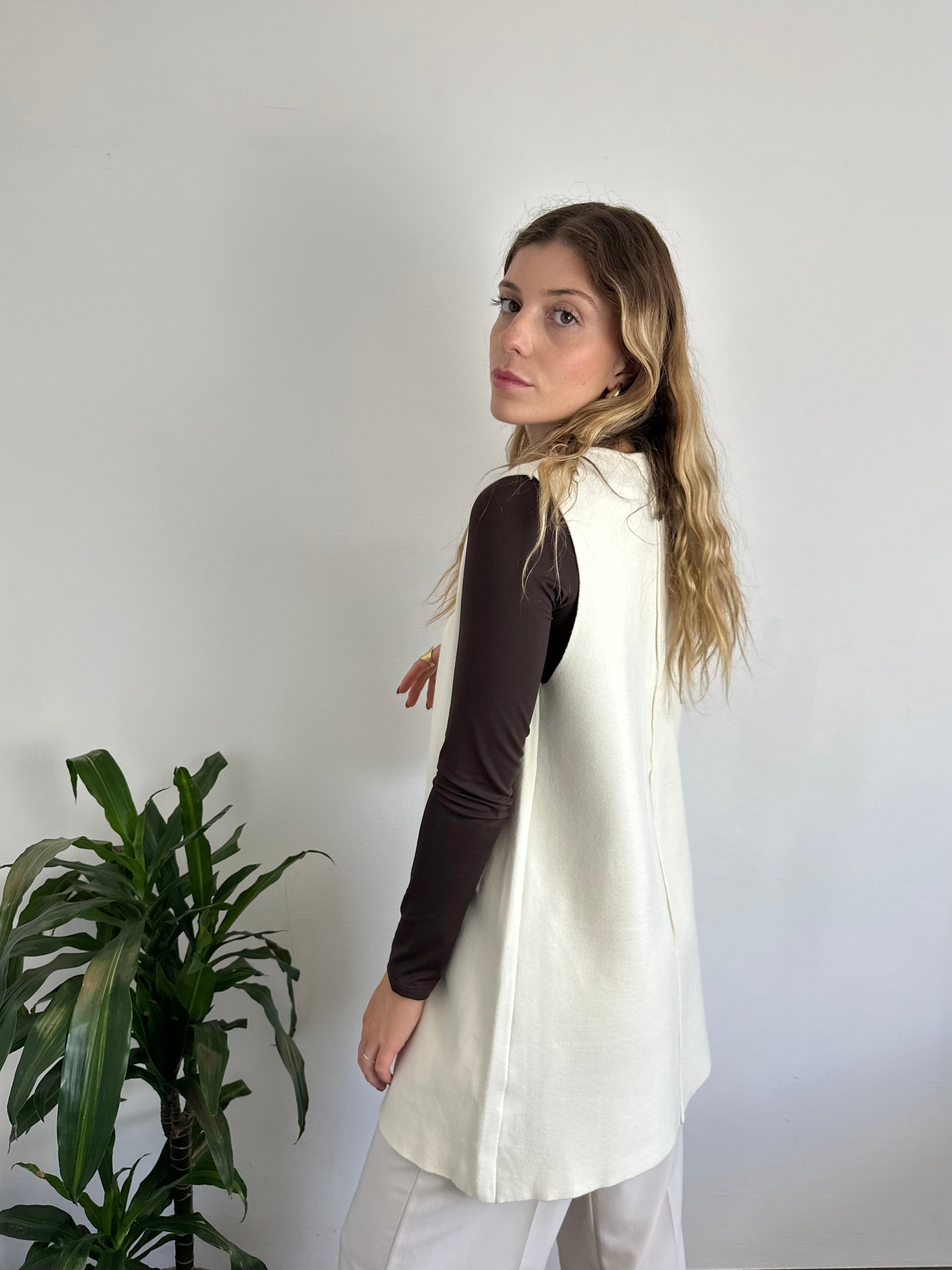 GILET in MAGLIA PANNA