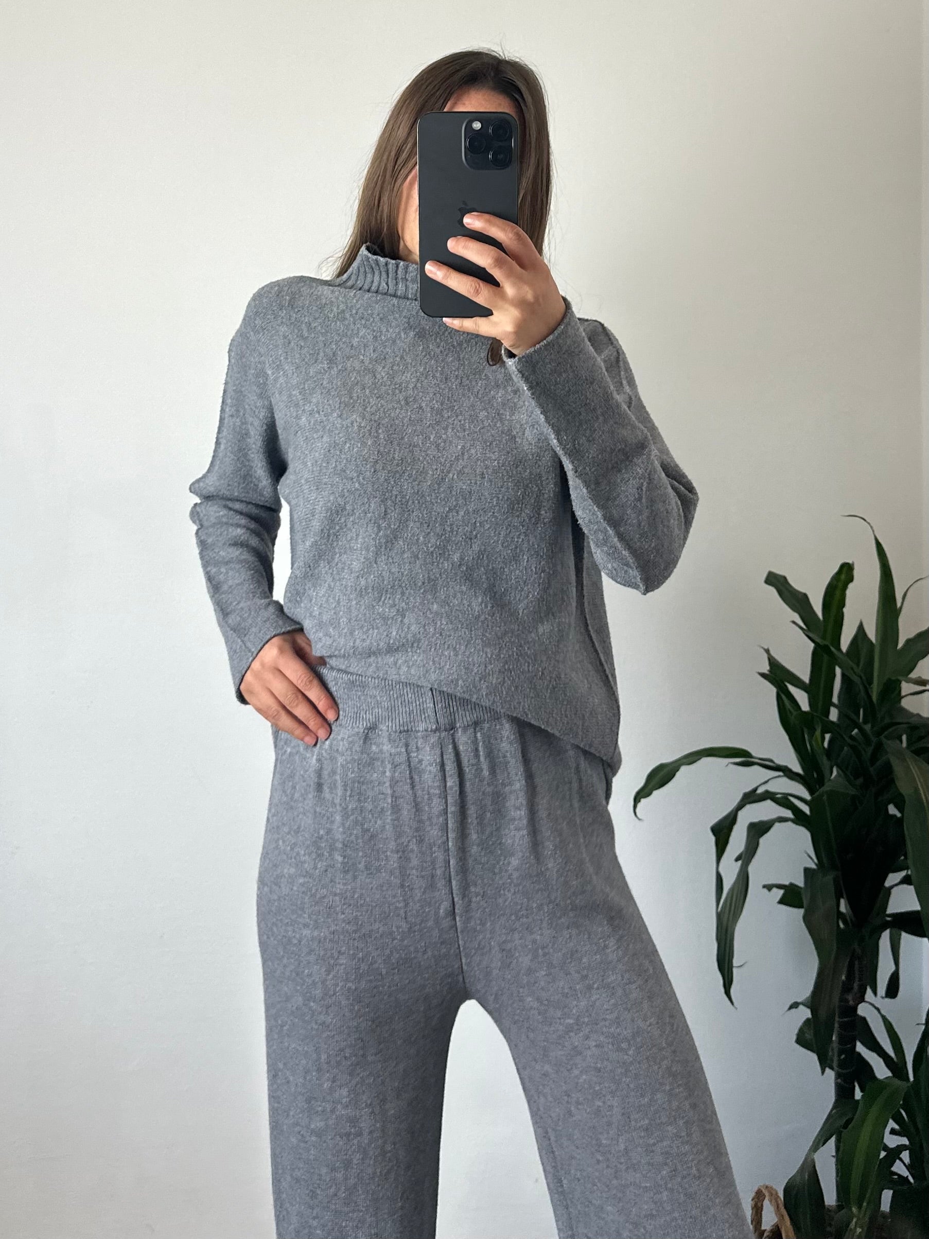 COORDINATO COLLO ALTO VISCOSA GRIGIO