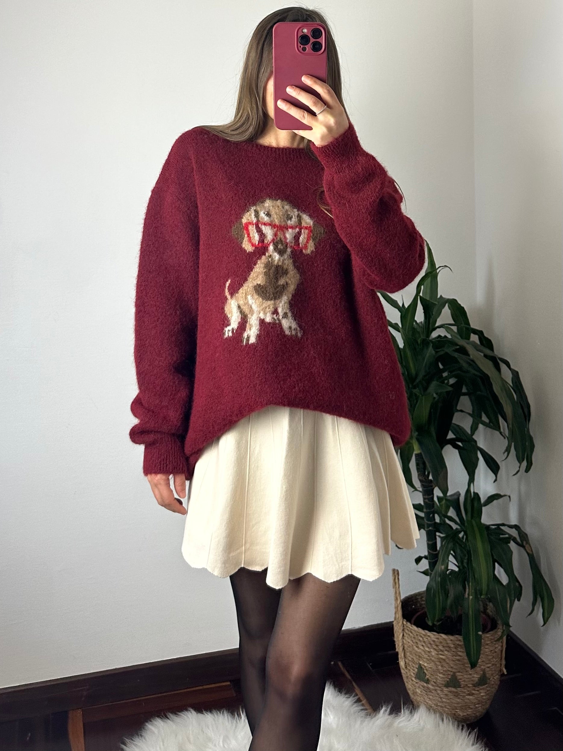 PULLOVER DOG misto LANA-MOHAIR BORDEAUX