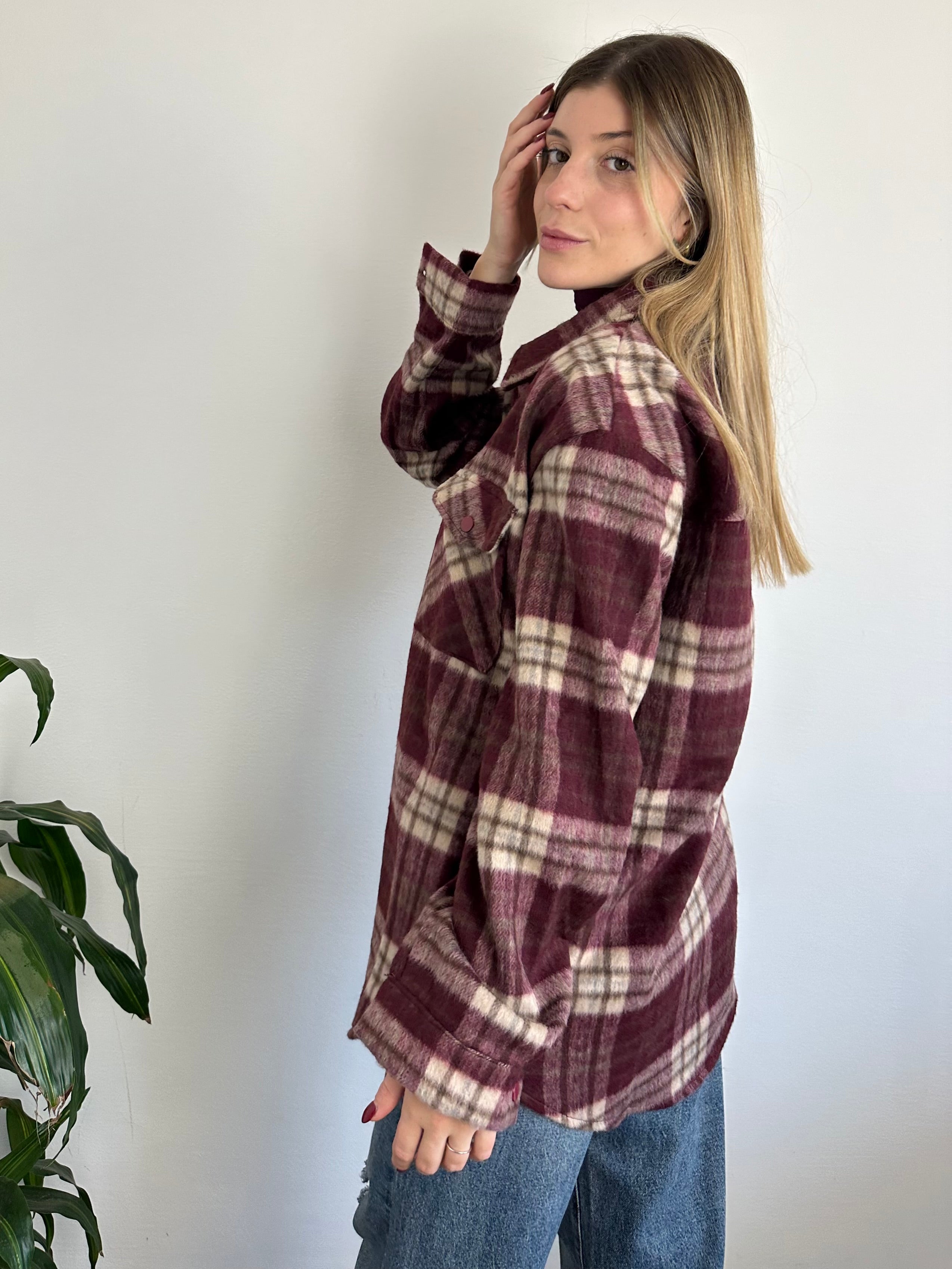 CAMICIA PELOSA COTONE BORGOGNA