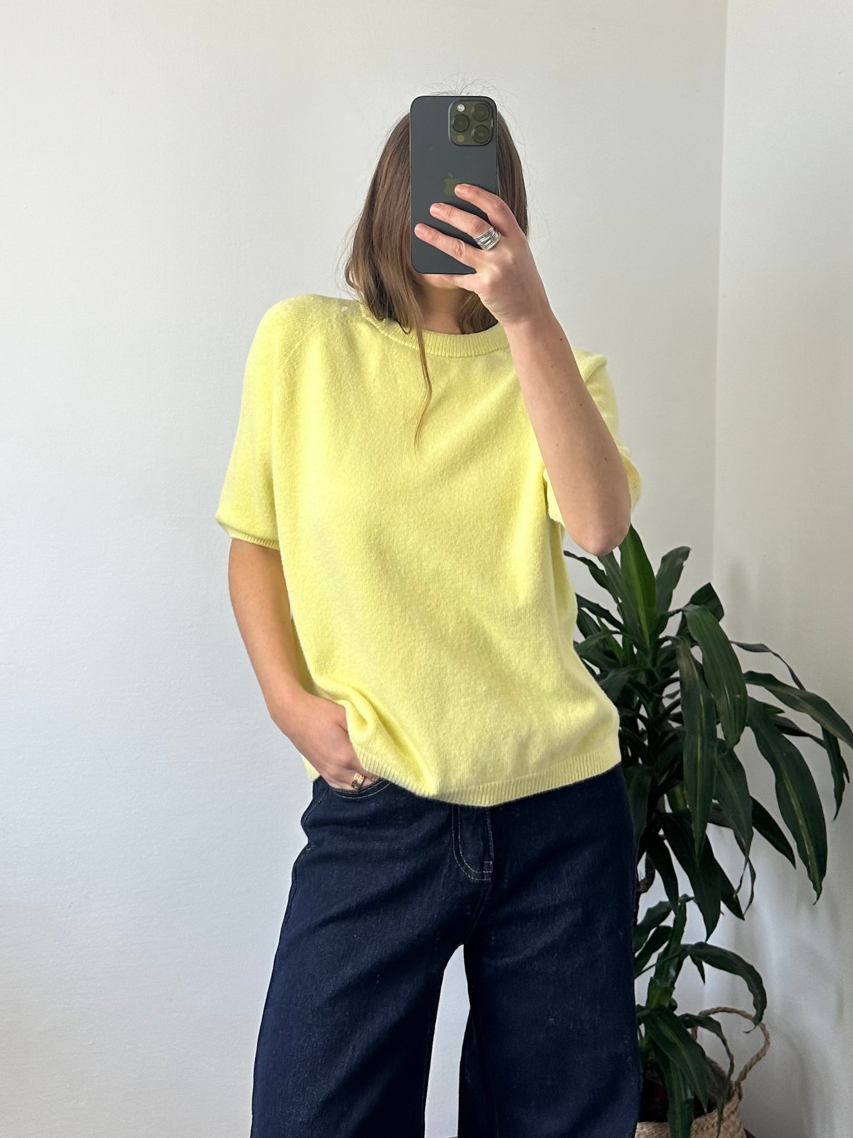PULLOVER MANICA 3/4 in MORBIDA VISCOSA GIALLO