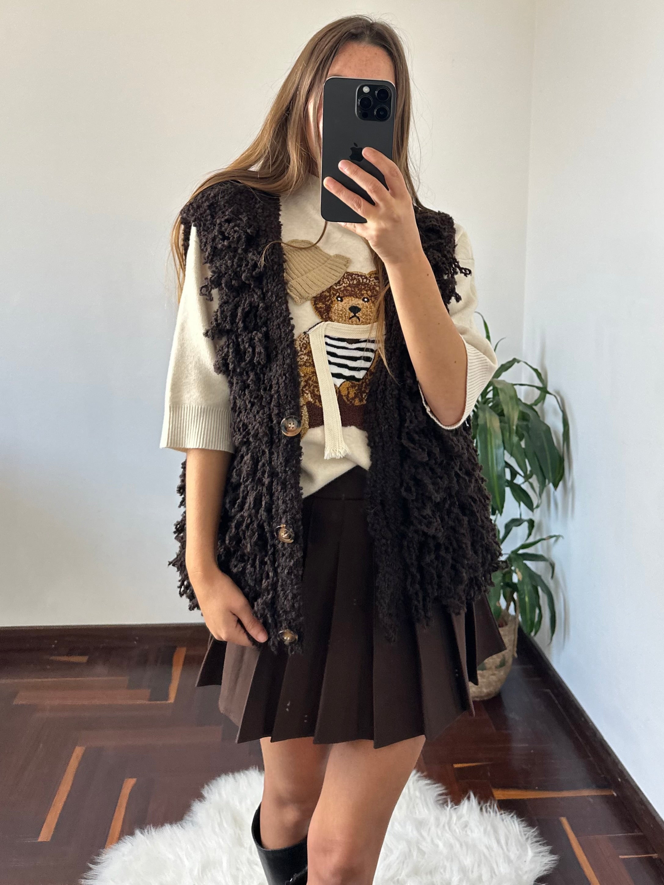 MINIGONNA COTONE A PIEGHE CIOCCOLATO