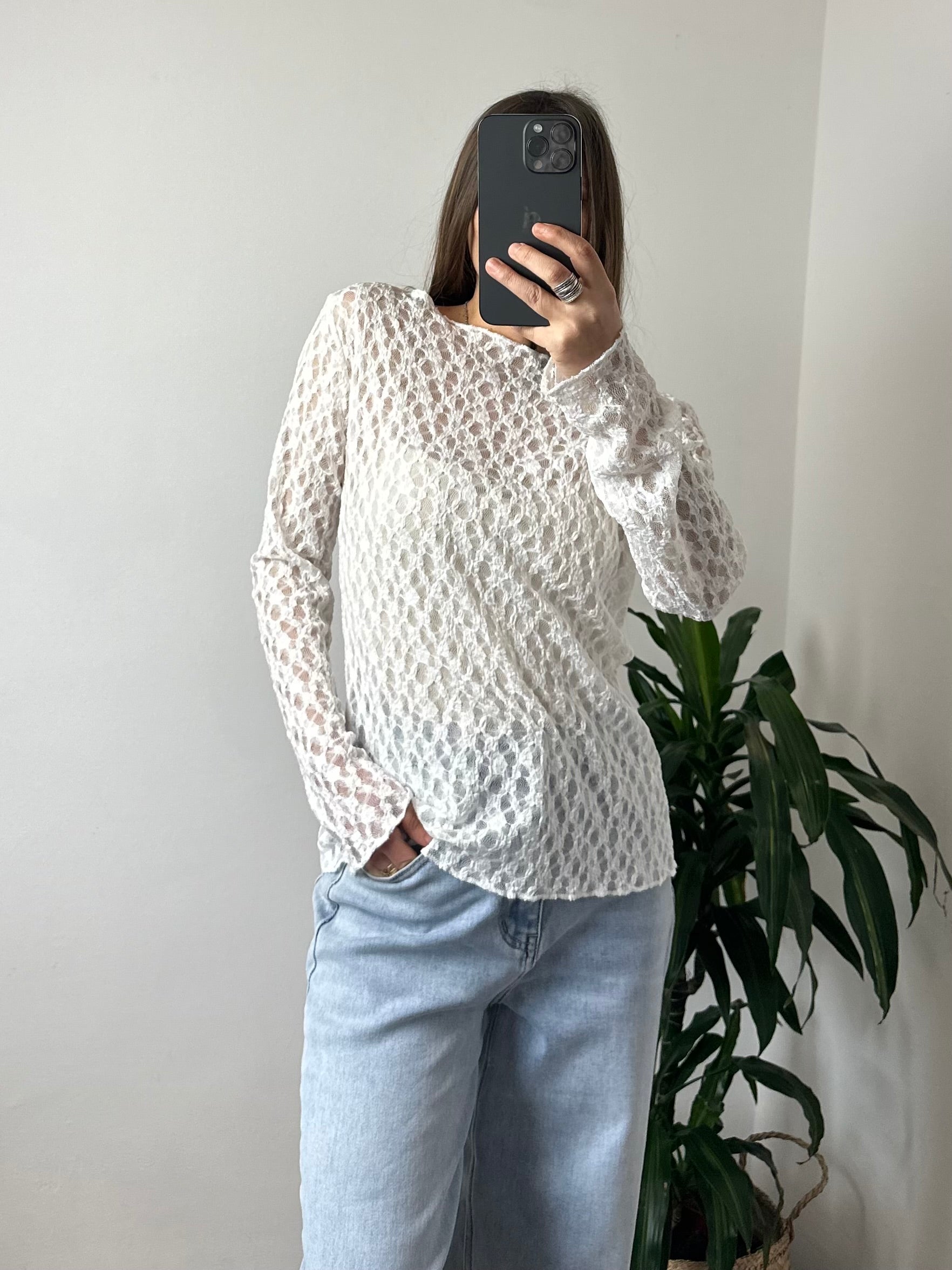 MAGLIA ELASTICIZZATA PIZZO BIANCO