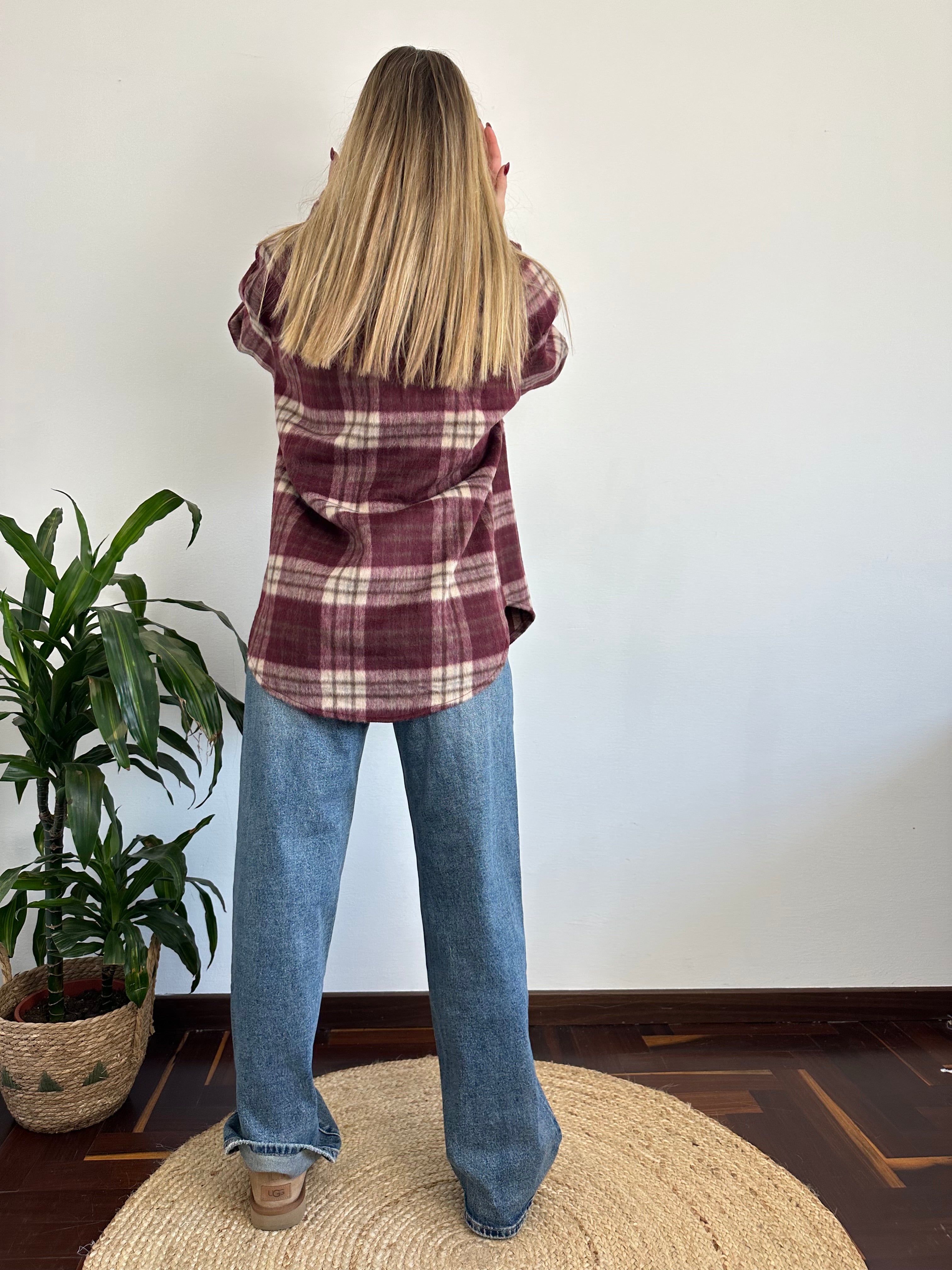 CAMICIA PELOSA COTONE BORGOGNA