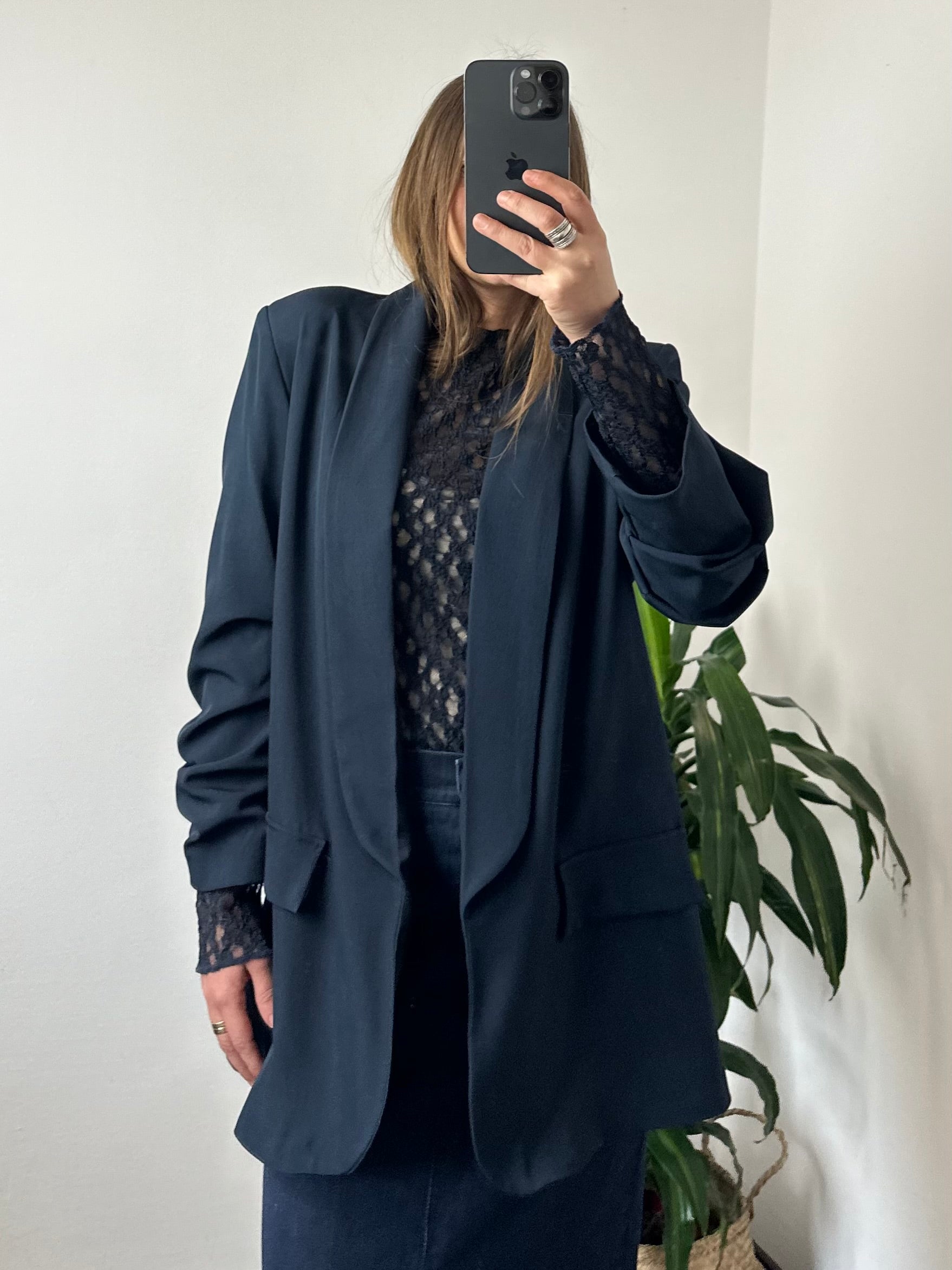 BLAZER MANICA ARRICCIATA BLU NOTTE