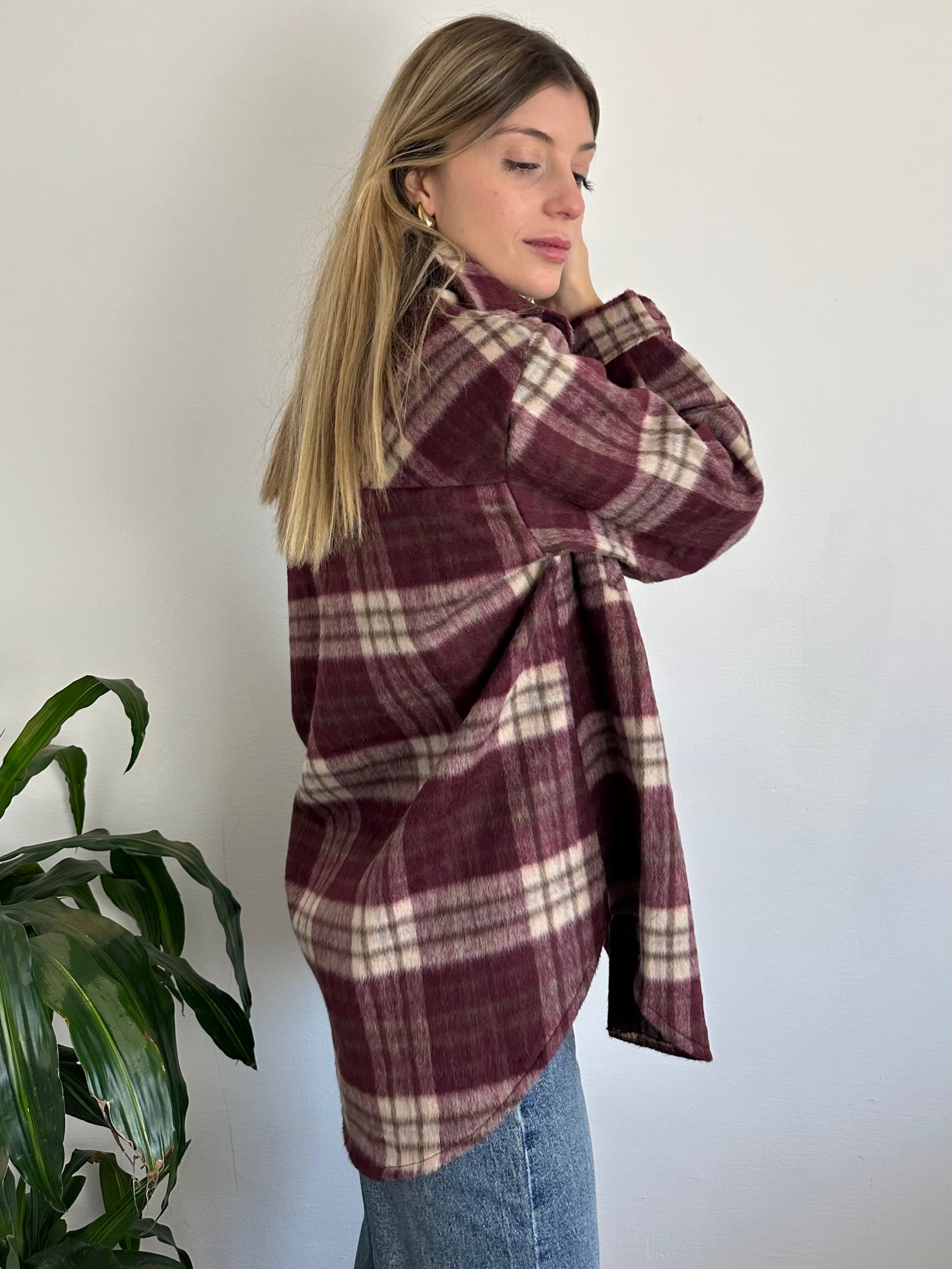 CAMICIA PELOSA COTONE BORGOGNA