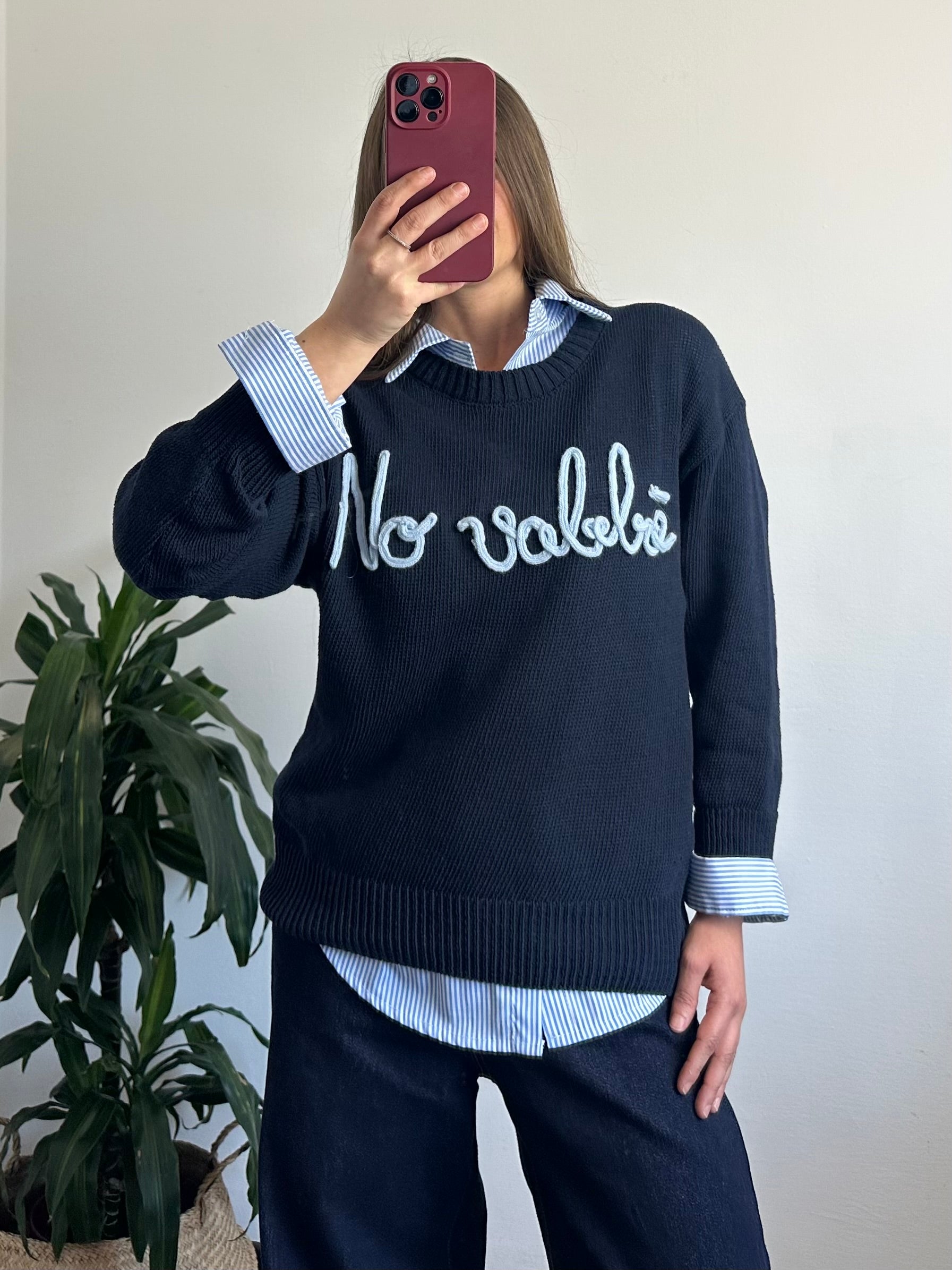 PULLOVER “No vabbè” 100% cotone BLU