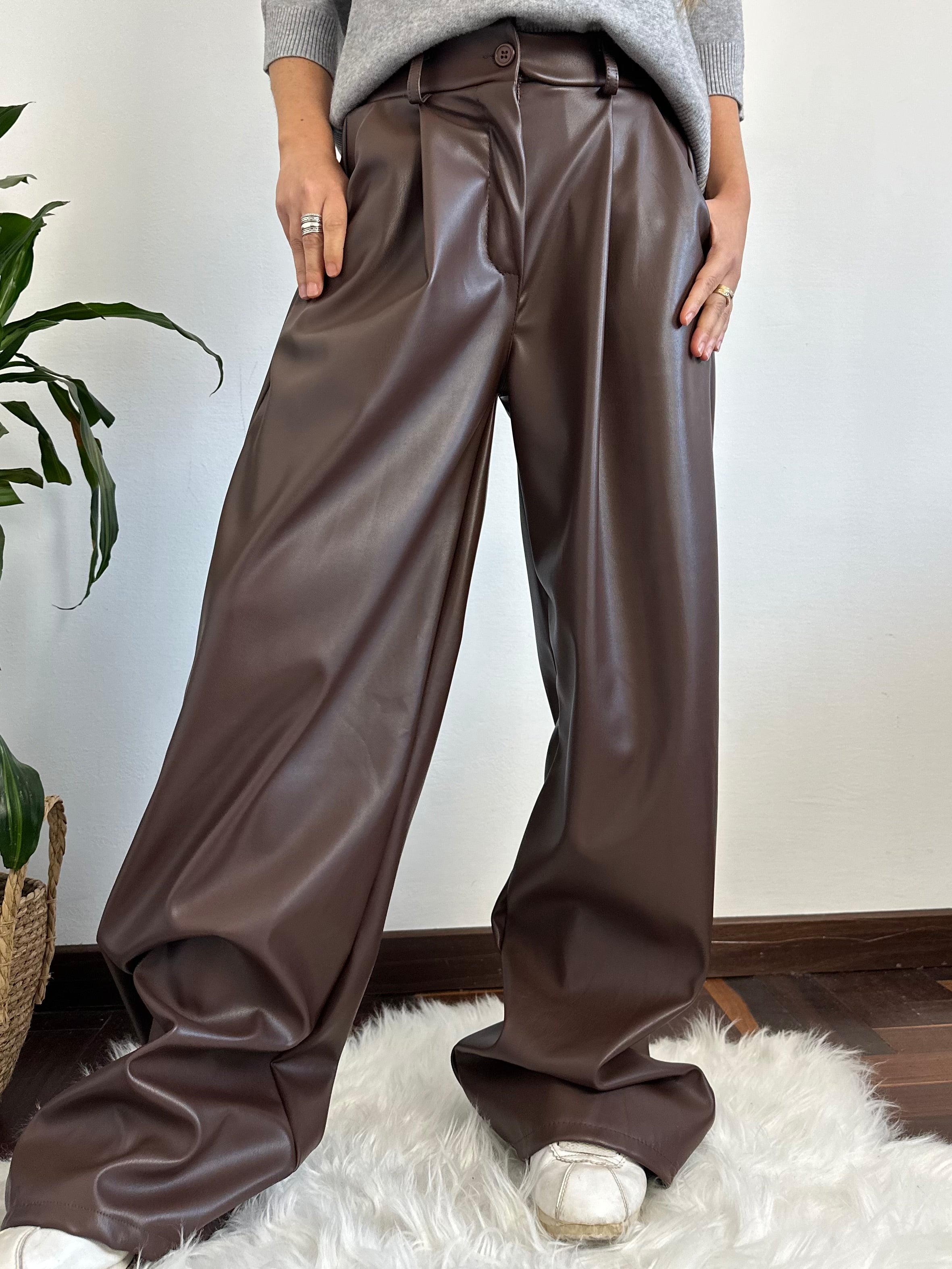 PANTALONE ECOPELLE MARRONE