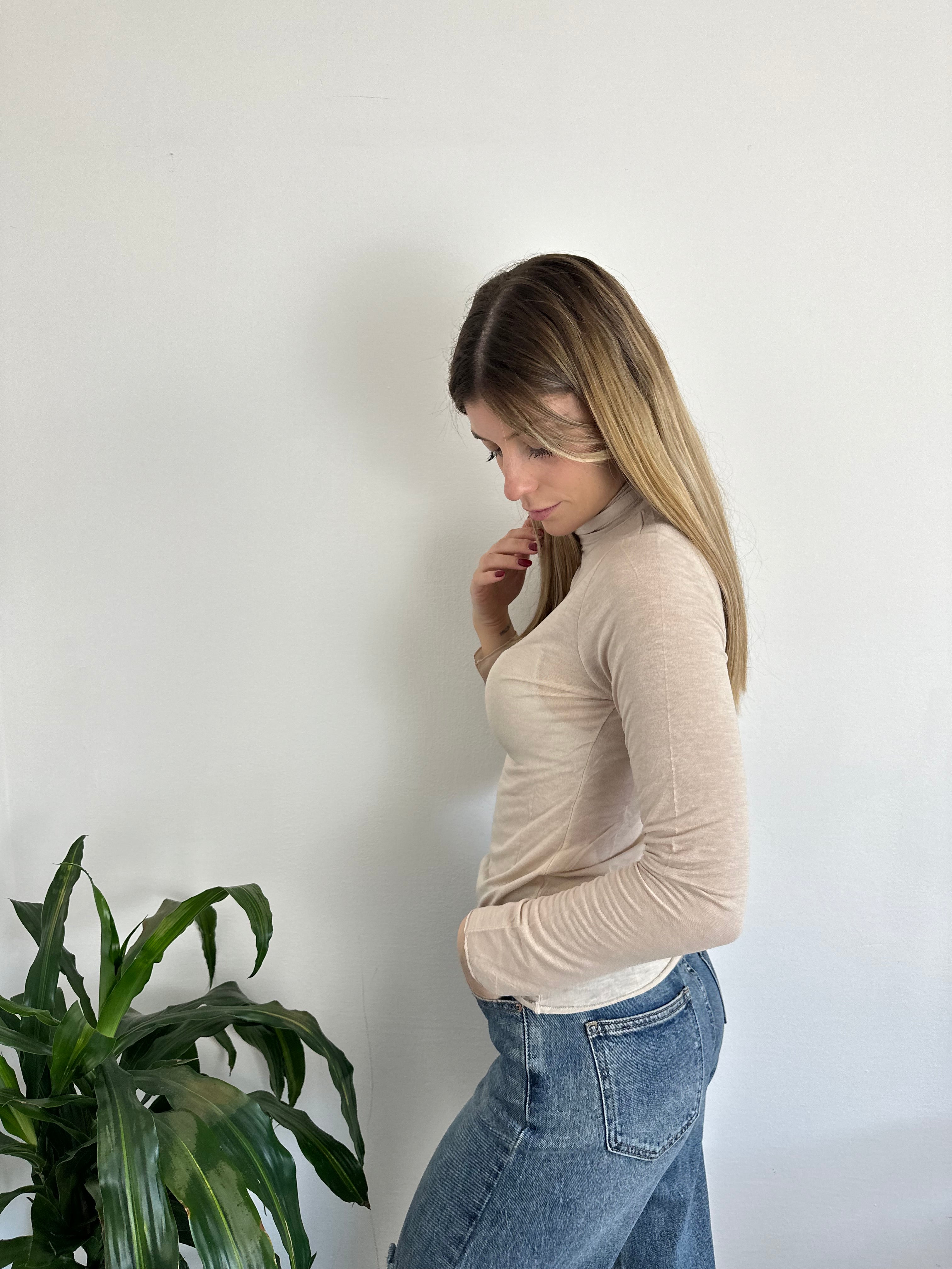 MAGLIA CASHMERE DOLCEVITA BEIGE