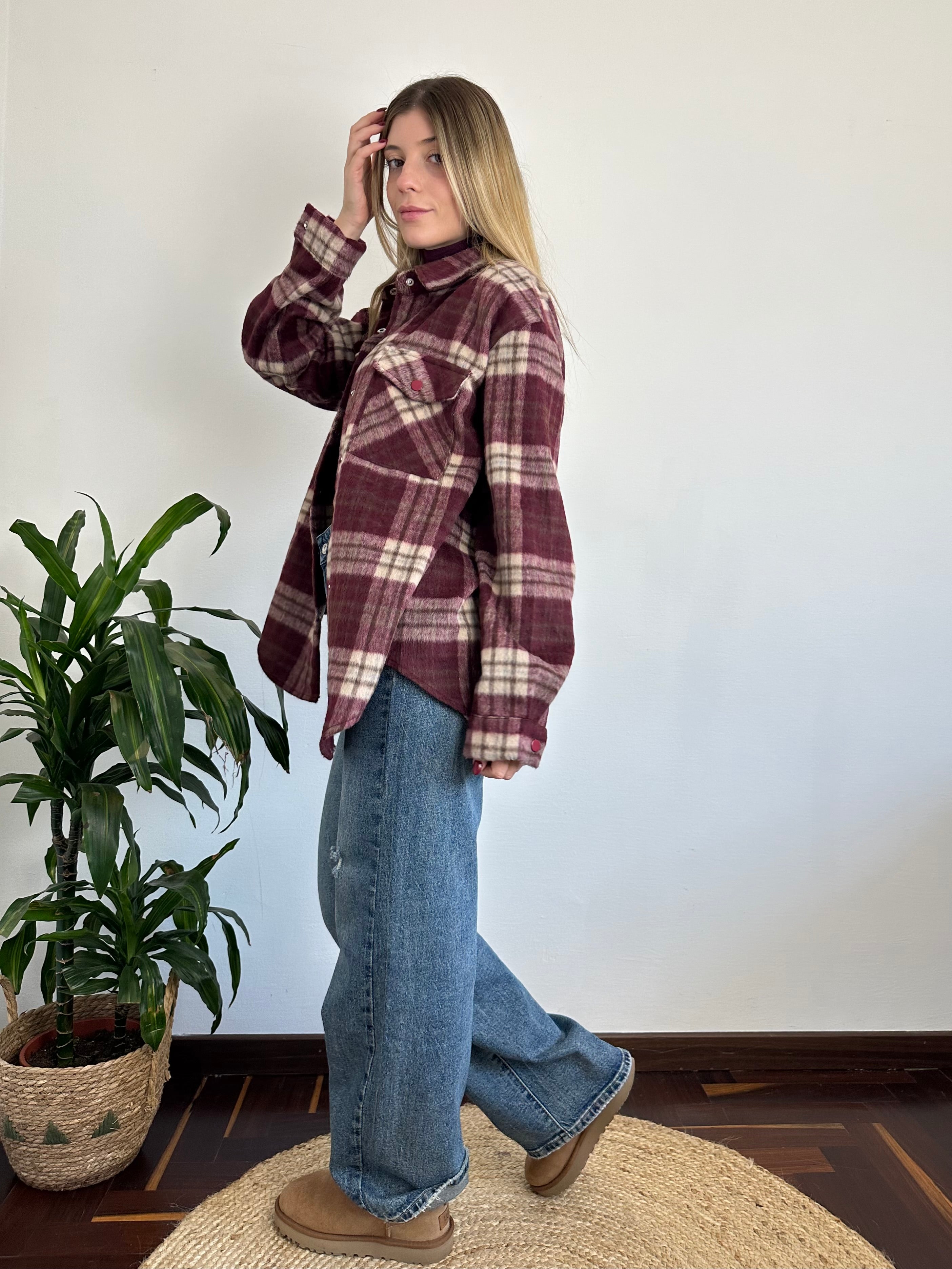 CAMICIA PELOSA COTONE BORGOGNA