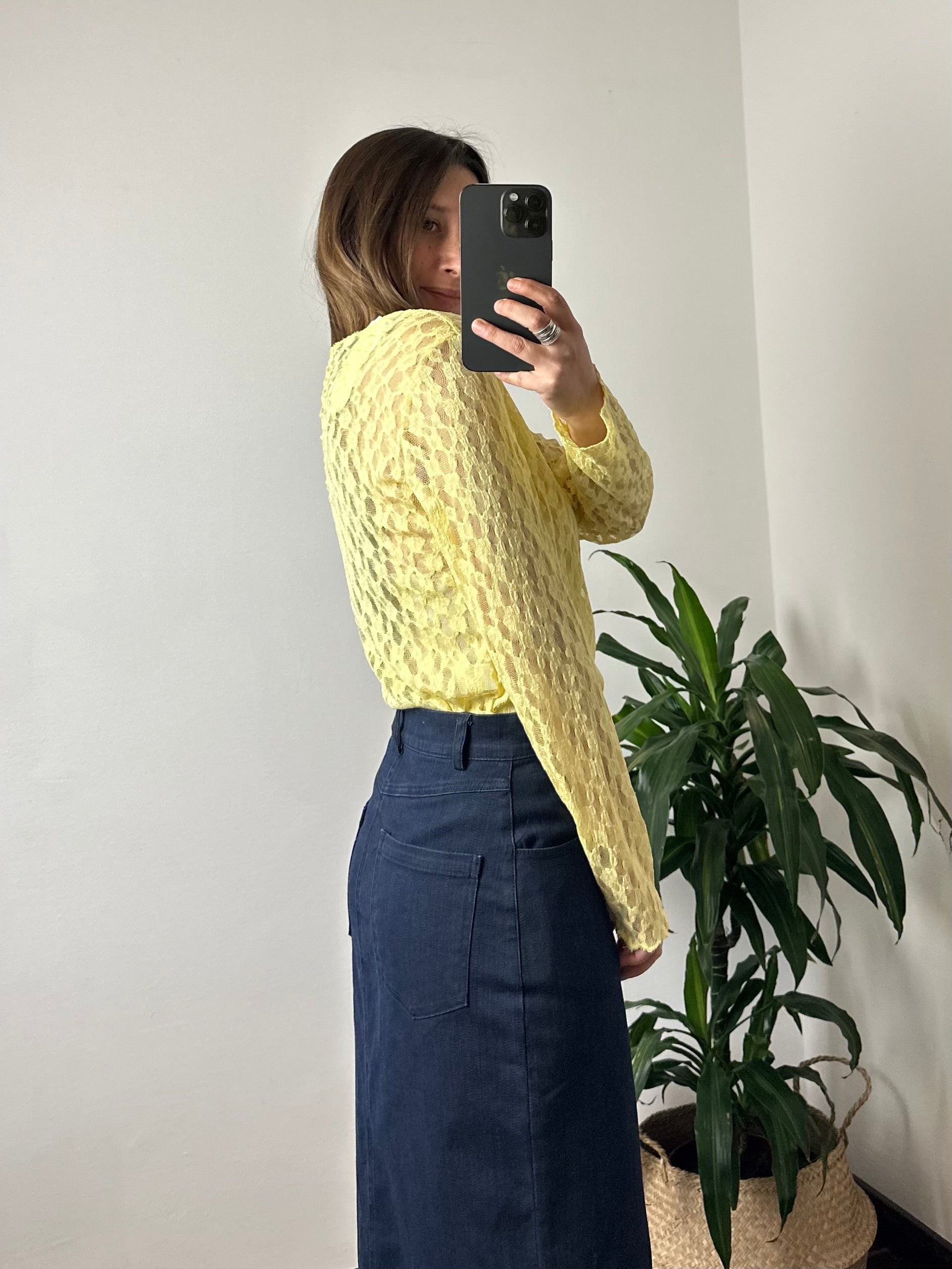 MAGLIA ELASTICIZZATA PIZZO GIALLO