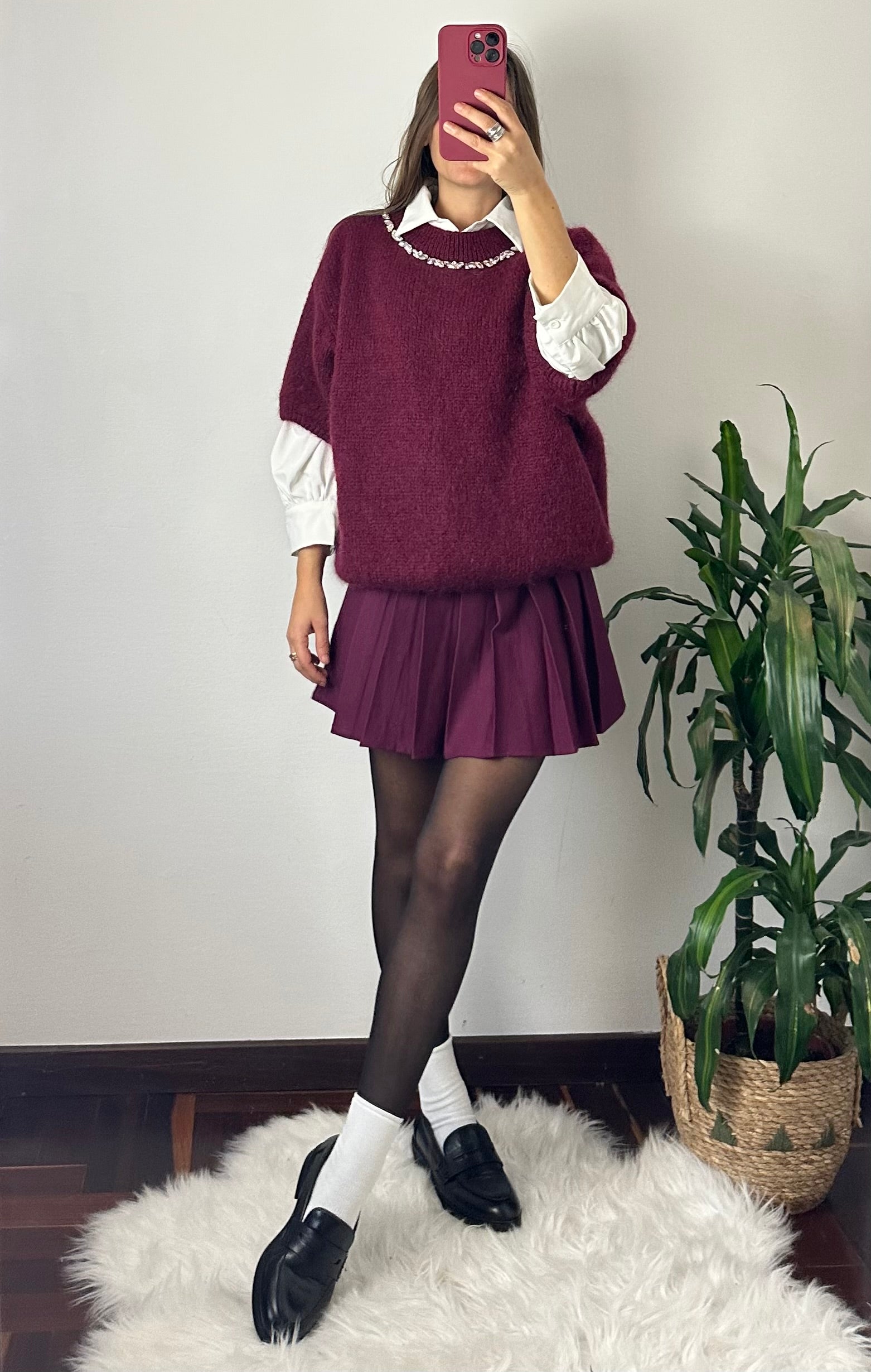 MAGLIONE MOHAIR BORDEAUX