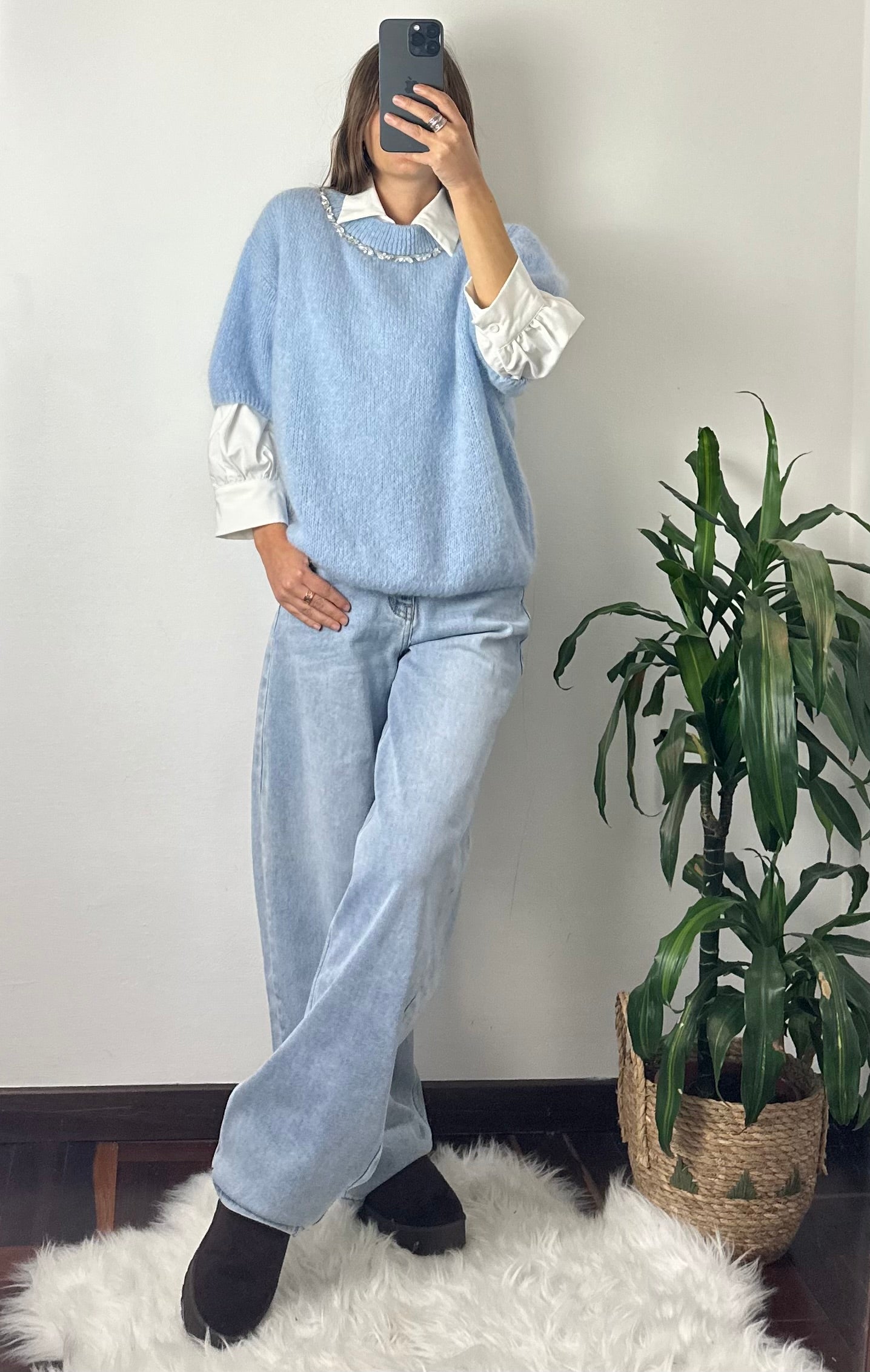 MAGLIONE MOHAIR AZZURRO