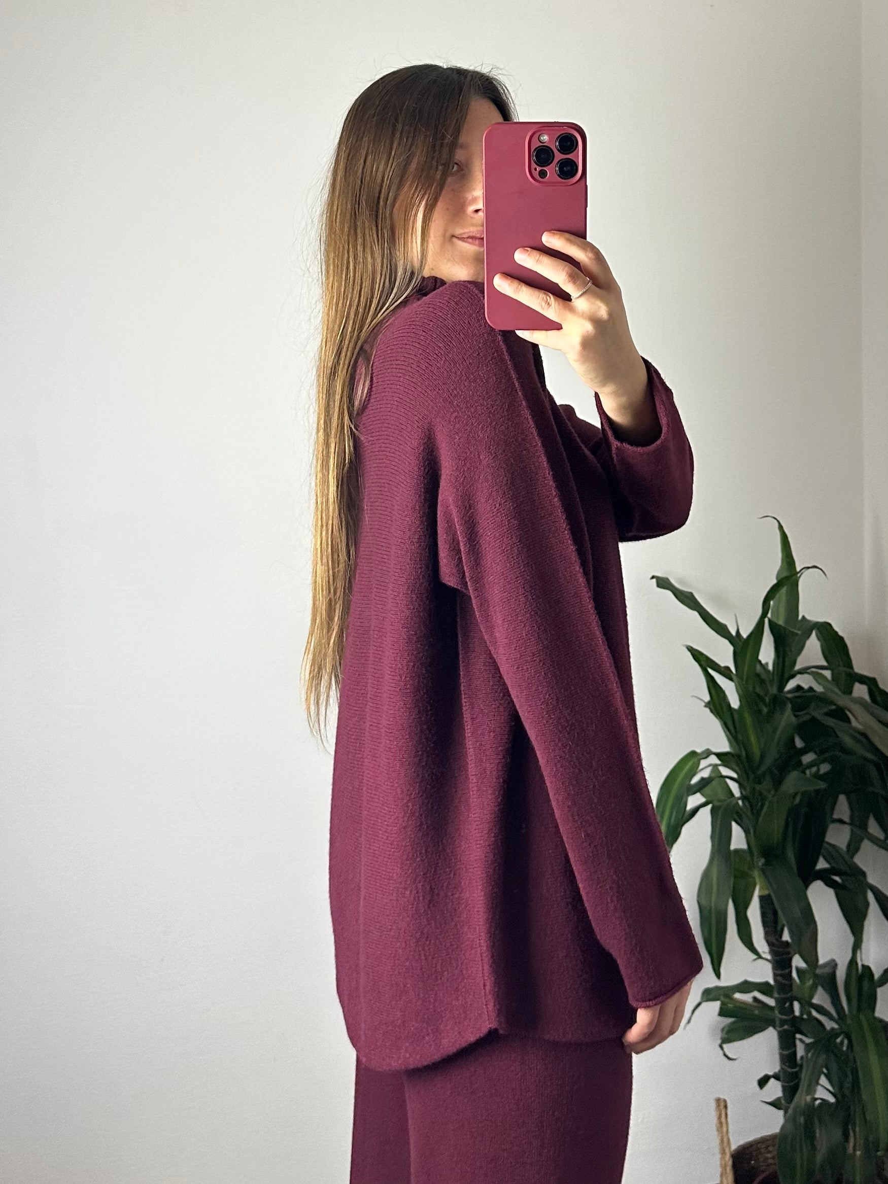 COORDINATO COLLO ALTO VISCOSA BORGOGNA