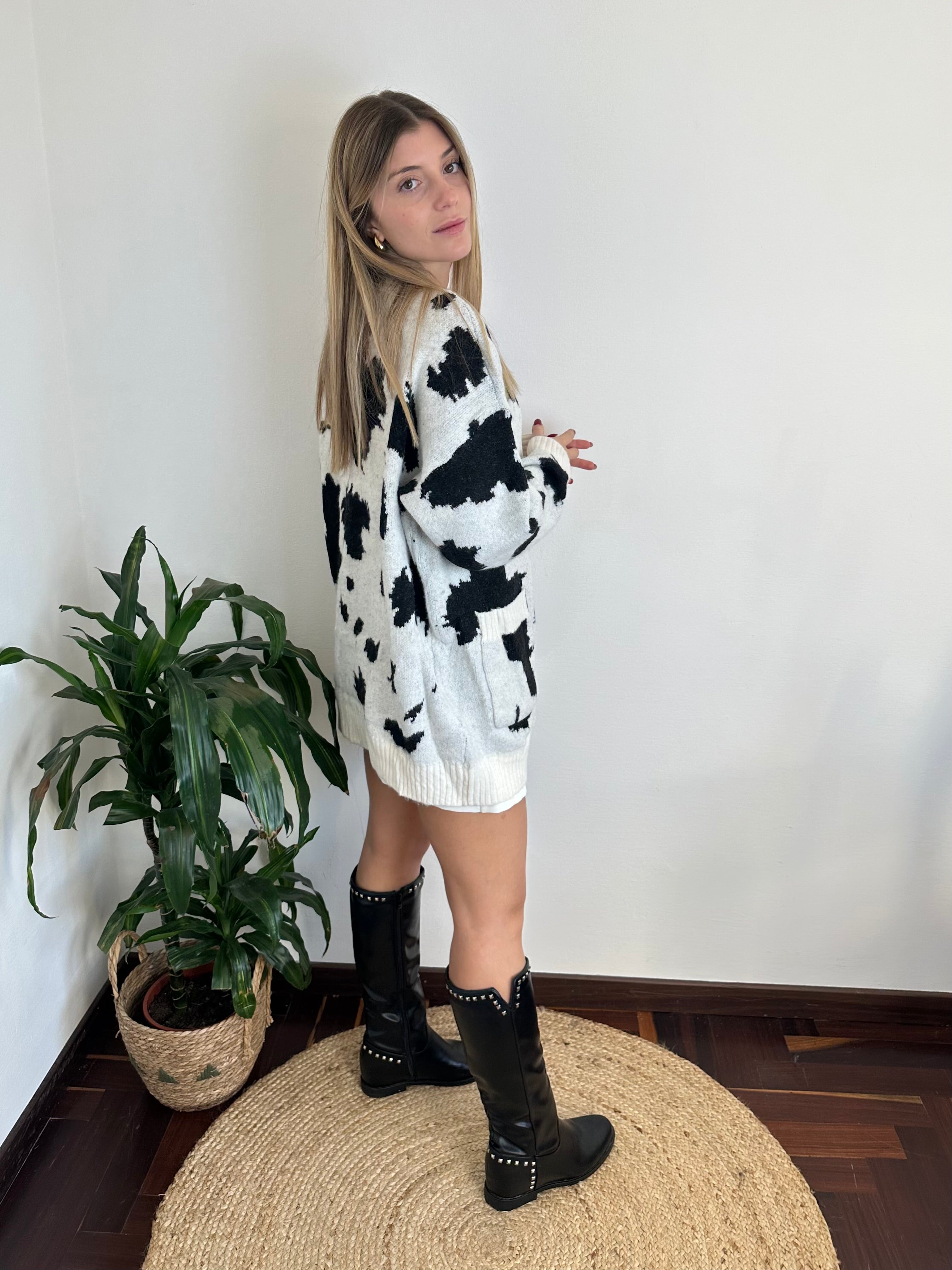CARDIGAN COW MISTO LANA