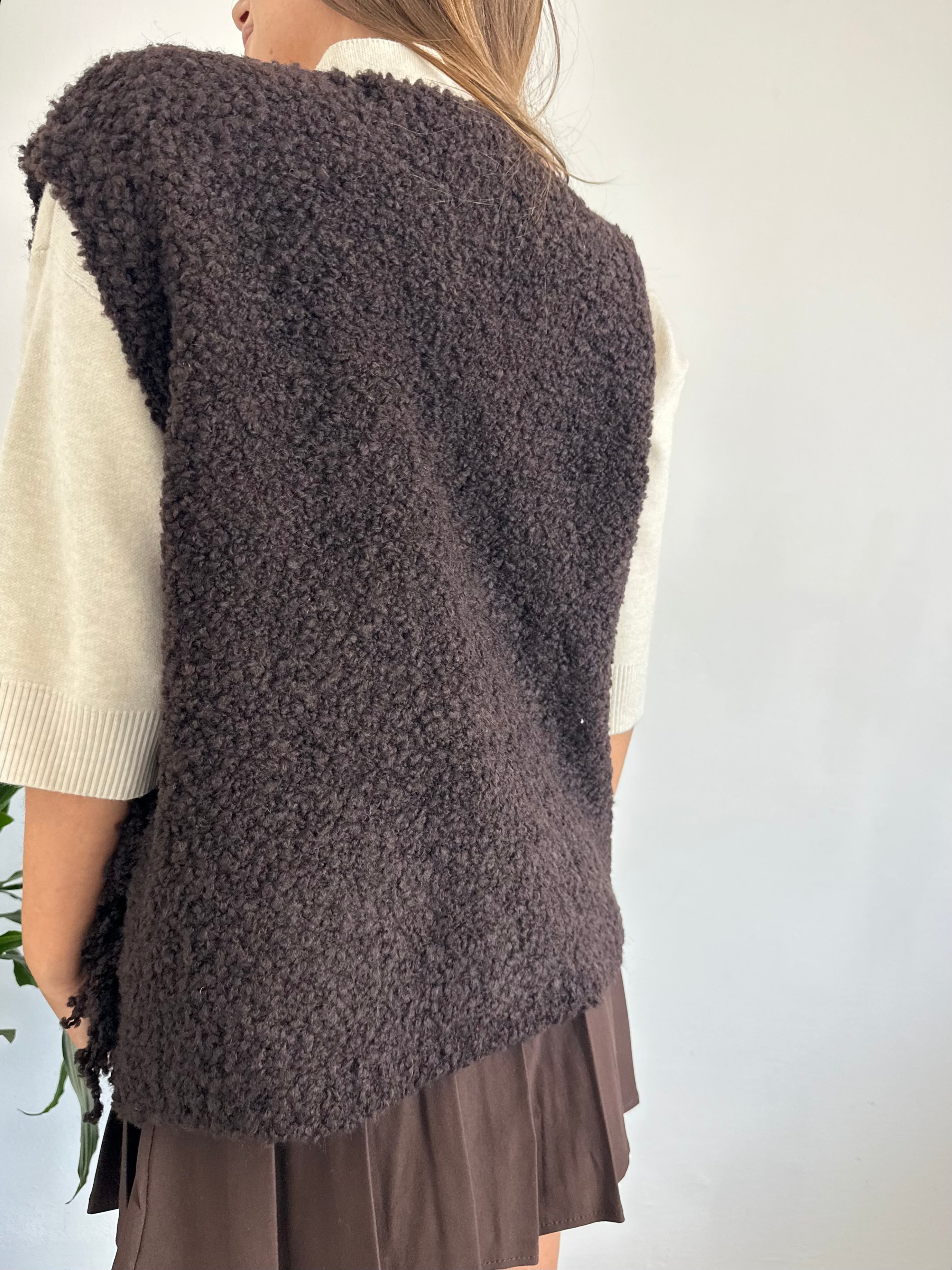 GILET misto LANA-ALPACA CIOCCOLATO