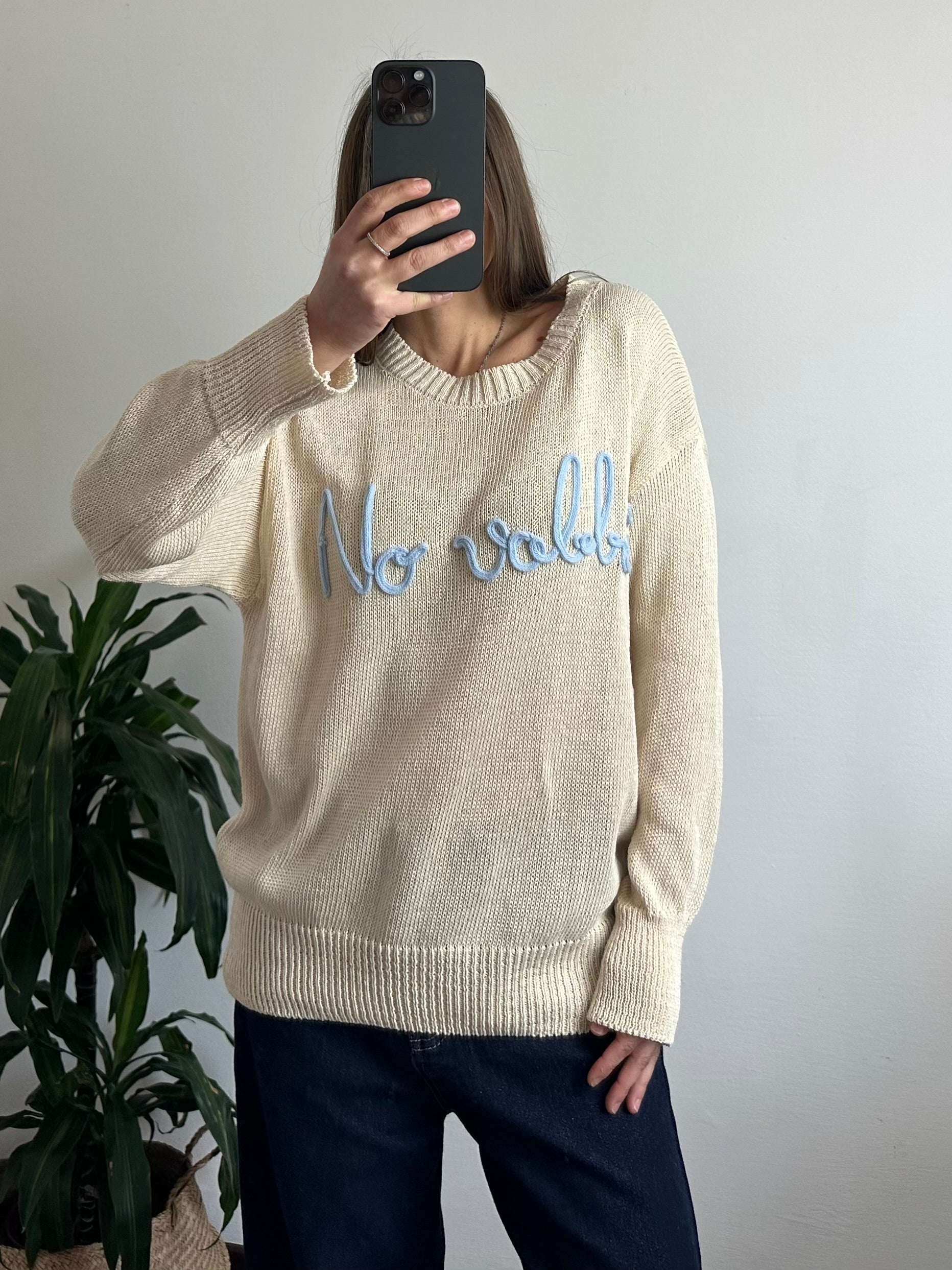PULLOVER “No vabbè” 100% cotone BEIGE