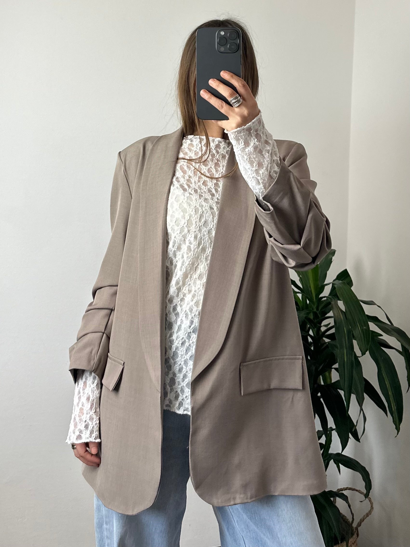 BLAZER MANICA ARRICCIATA TORTORA