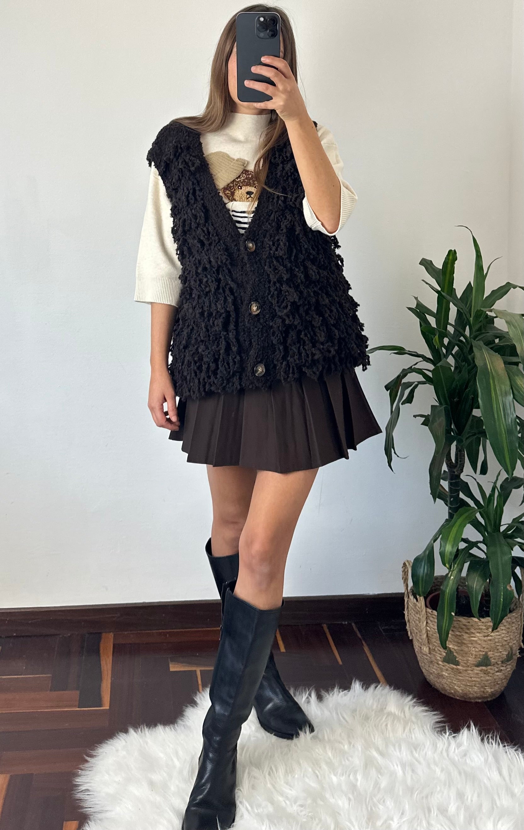 GILET misto LANA-ALPACA CIOCCOLATO