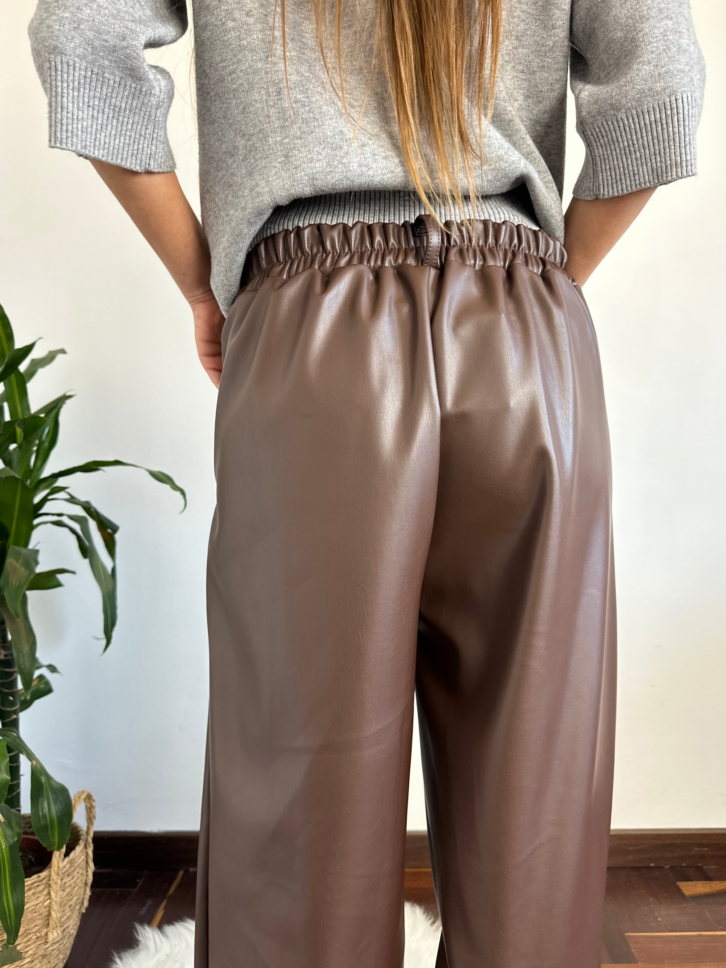 PANTALONE ECOPELLE MARRONE