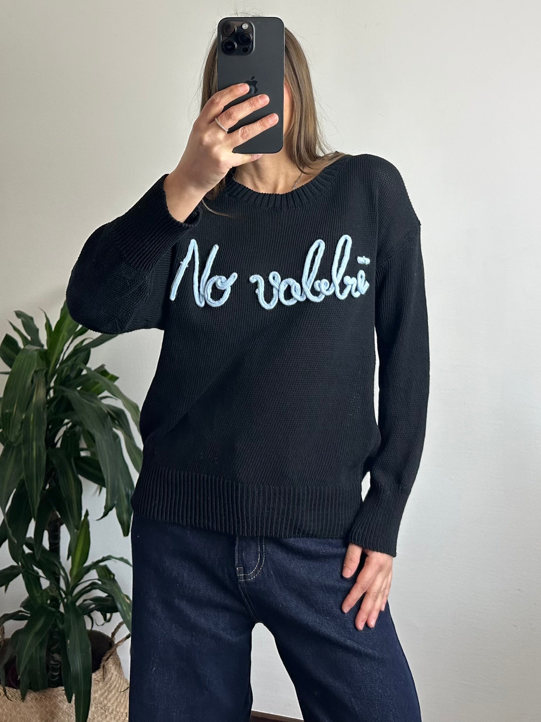 PULLOVER “No vabbè” 100% cotone NERO