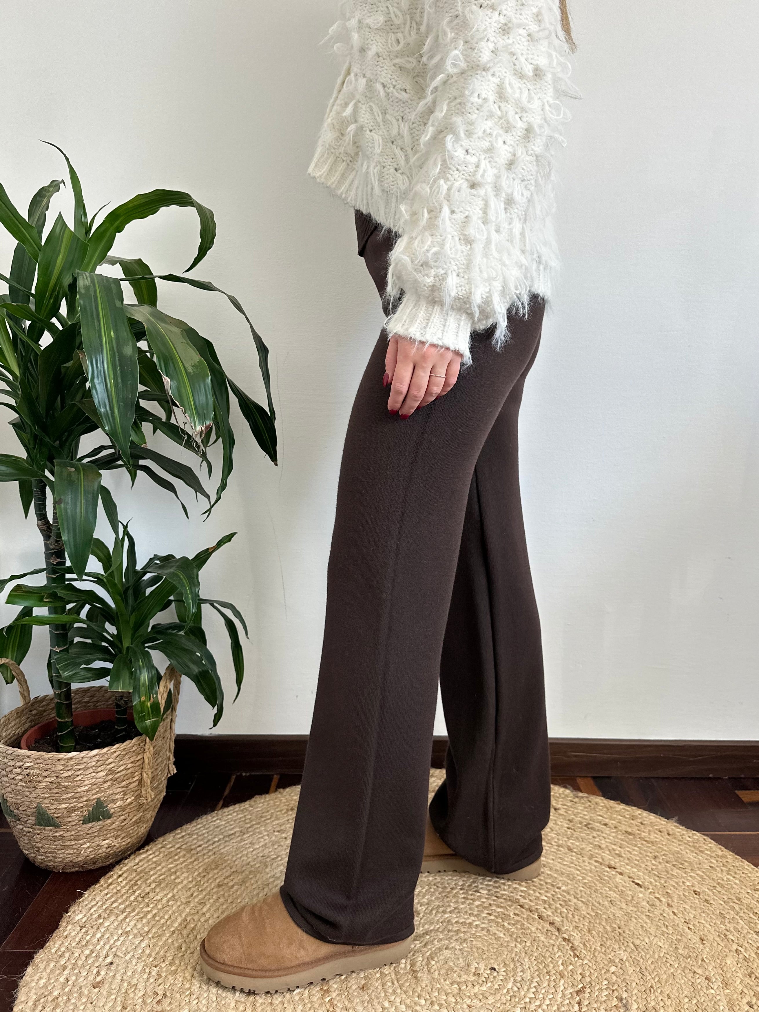 PANTALONE IN MAGLIA CIOCCOLATO