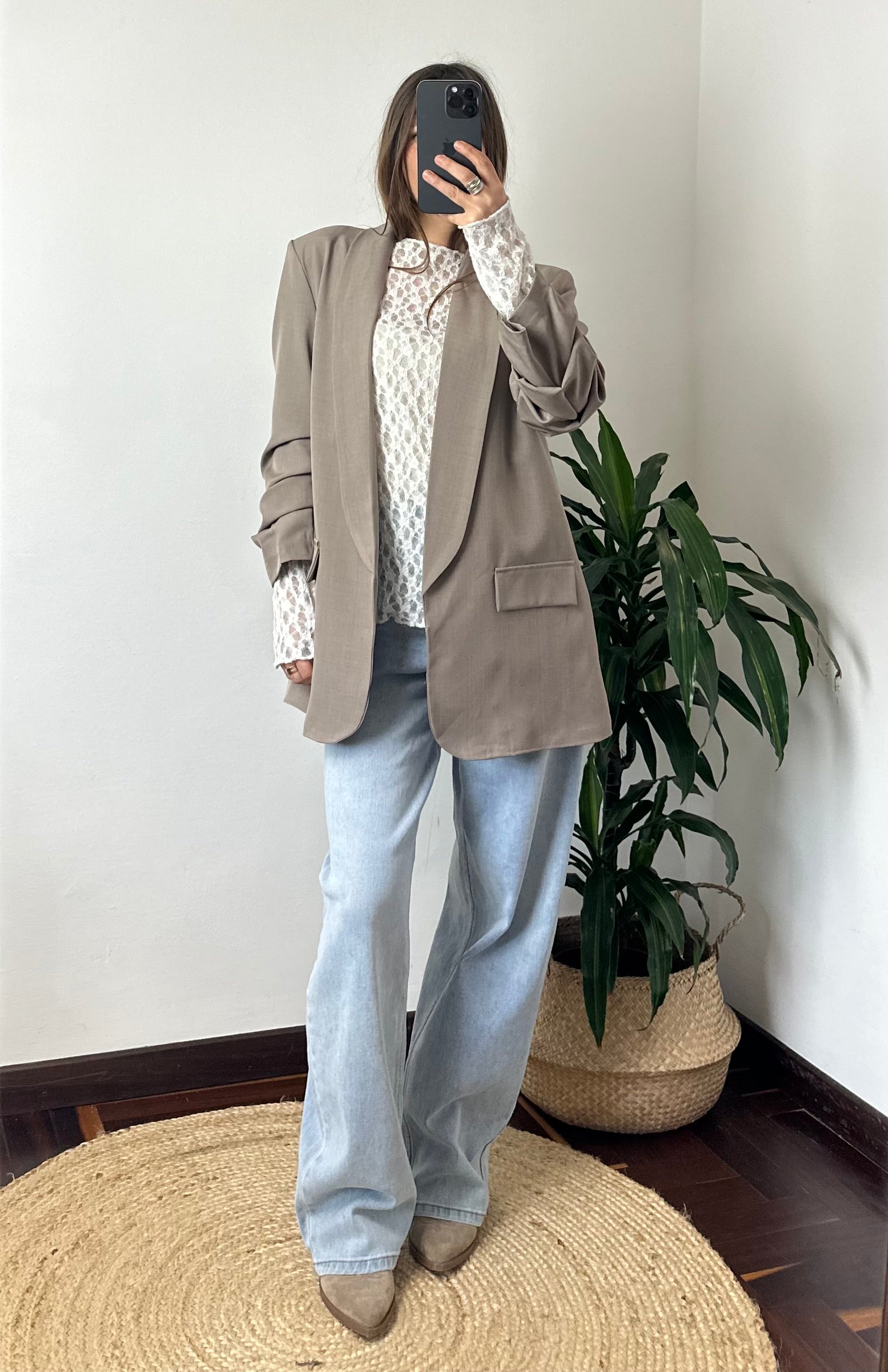 BLAZER MANICA ARRICCIATA TORTORA