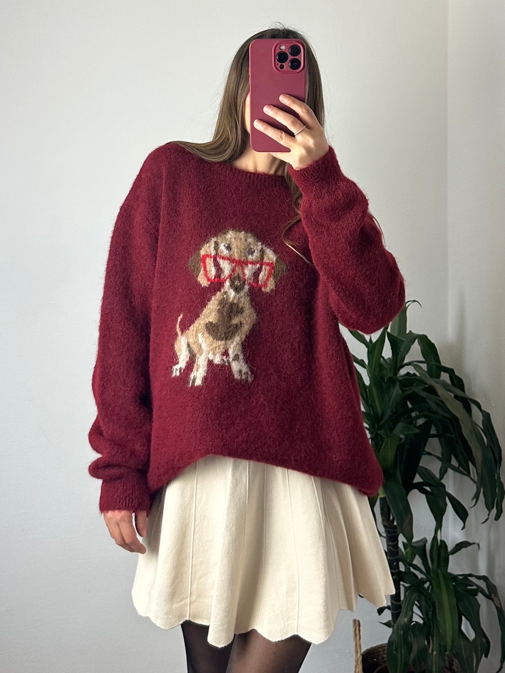 PULLOVER DOG misto LANA-MOHAIR BORDEAUX