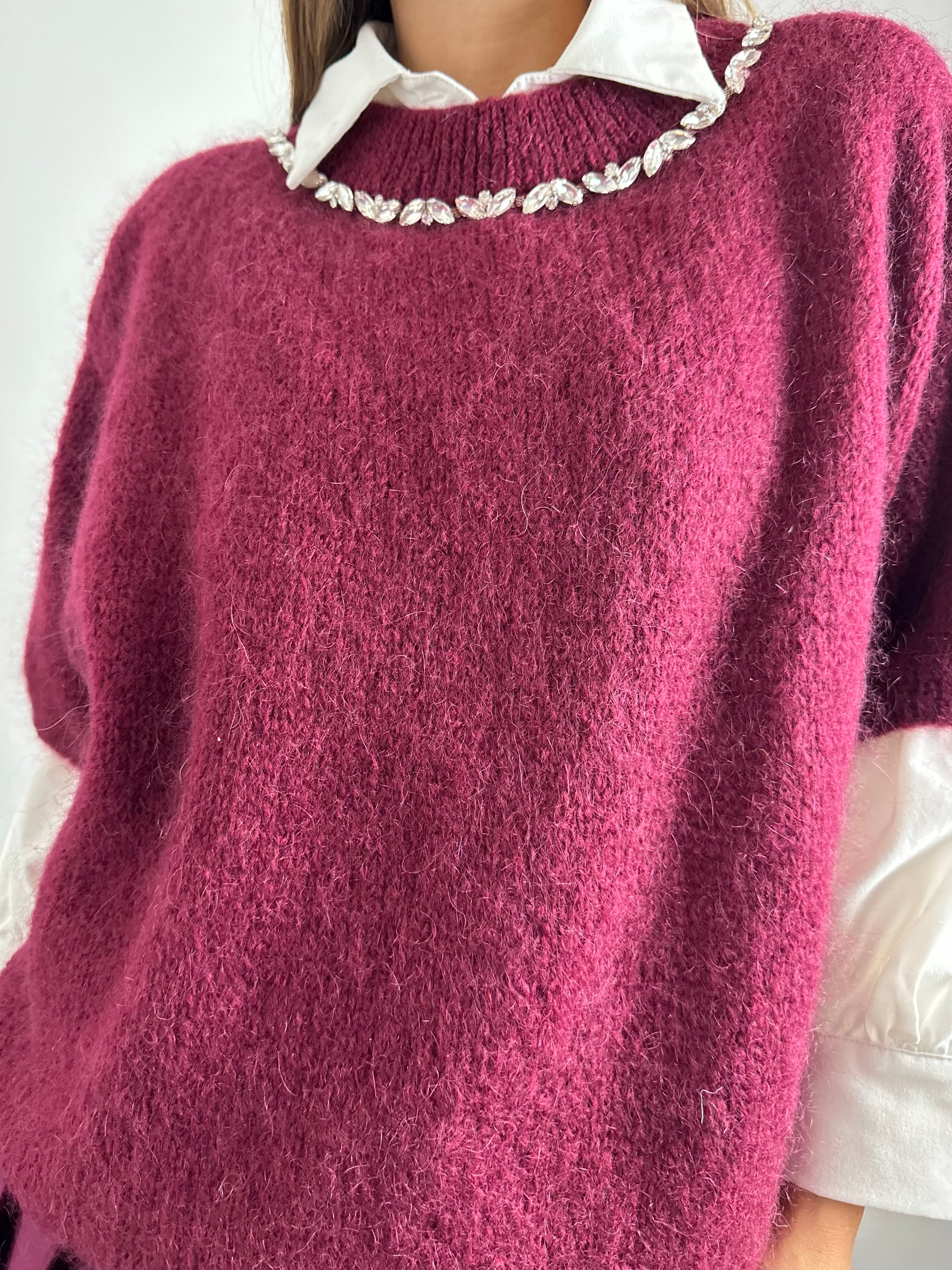 MAGLIONE MOHAIR BORDEAUX