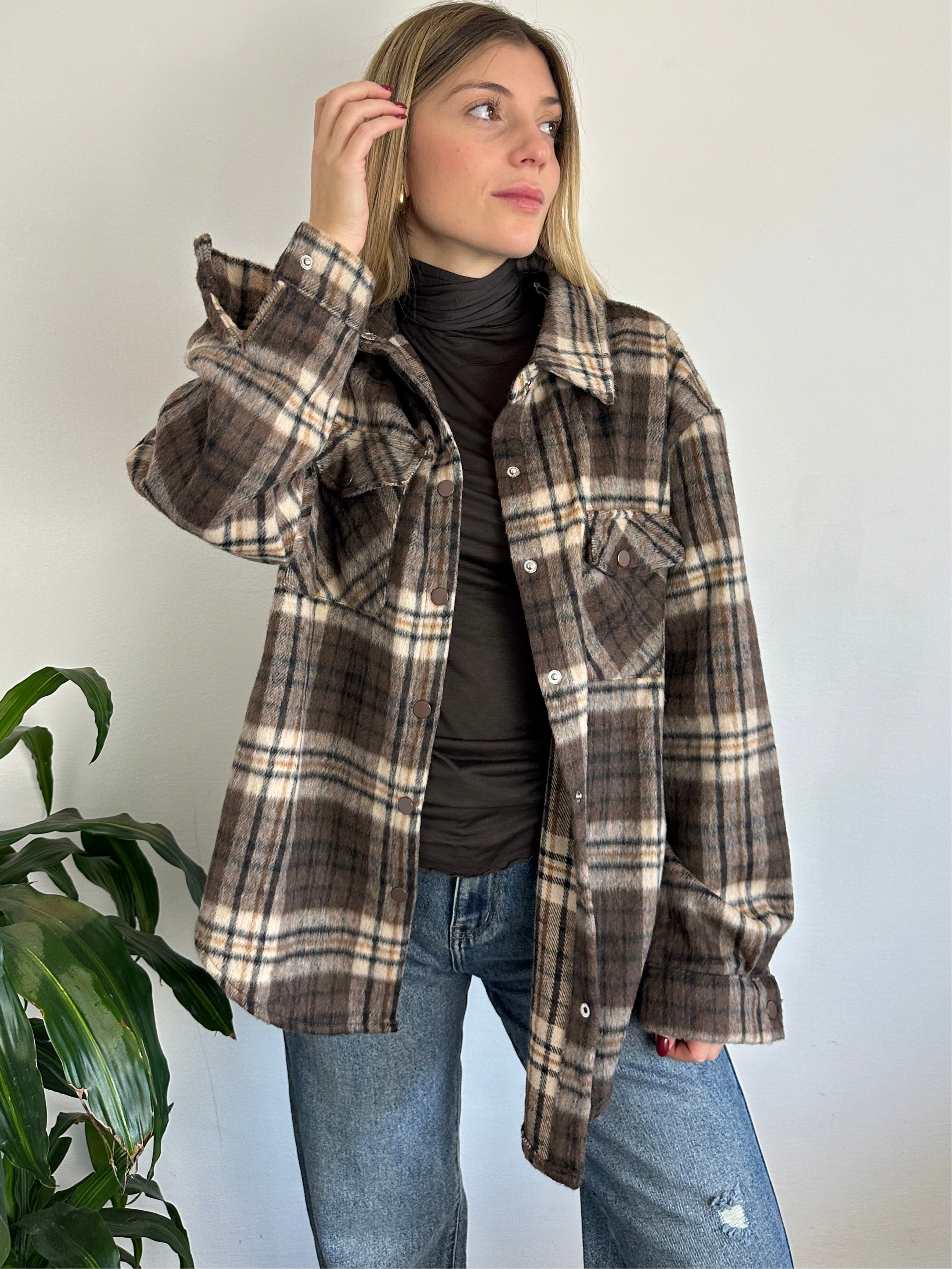 CAMICIA PELOSA COTONE MARRONE