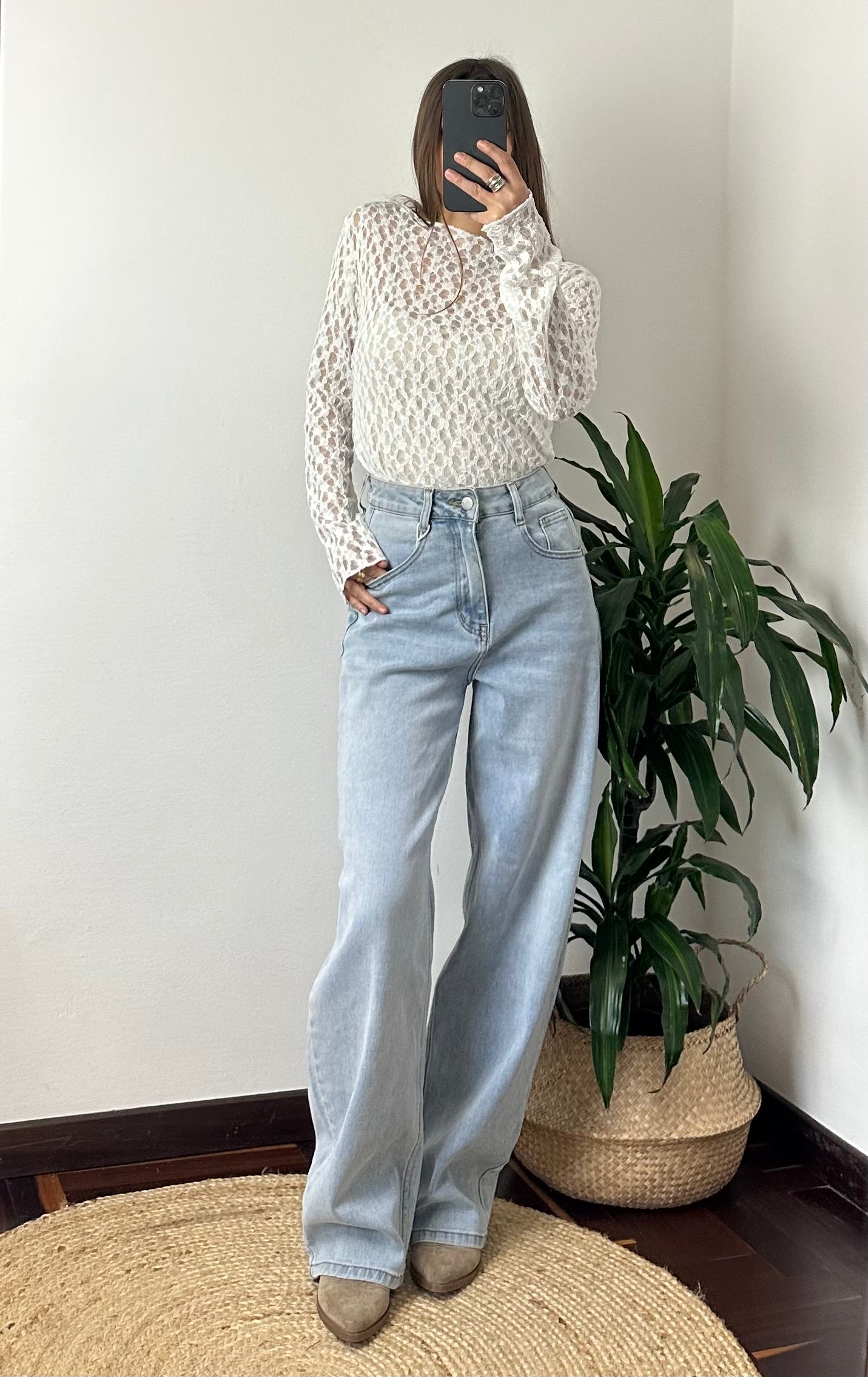 MAGLIA ELASTICIZZATA PIZZO BIANCO