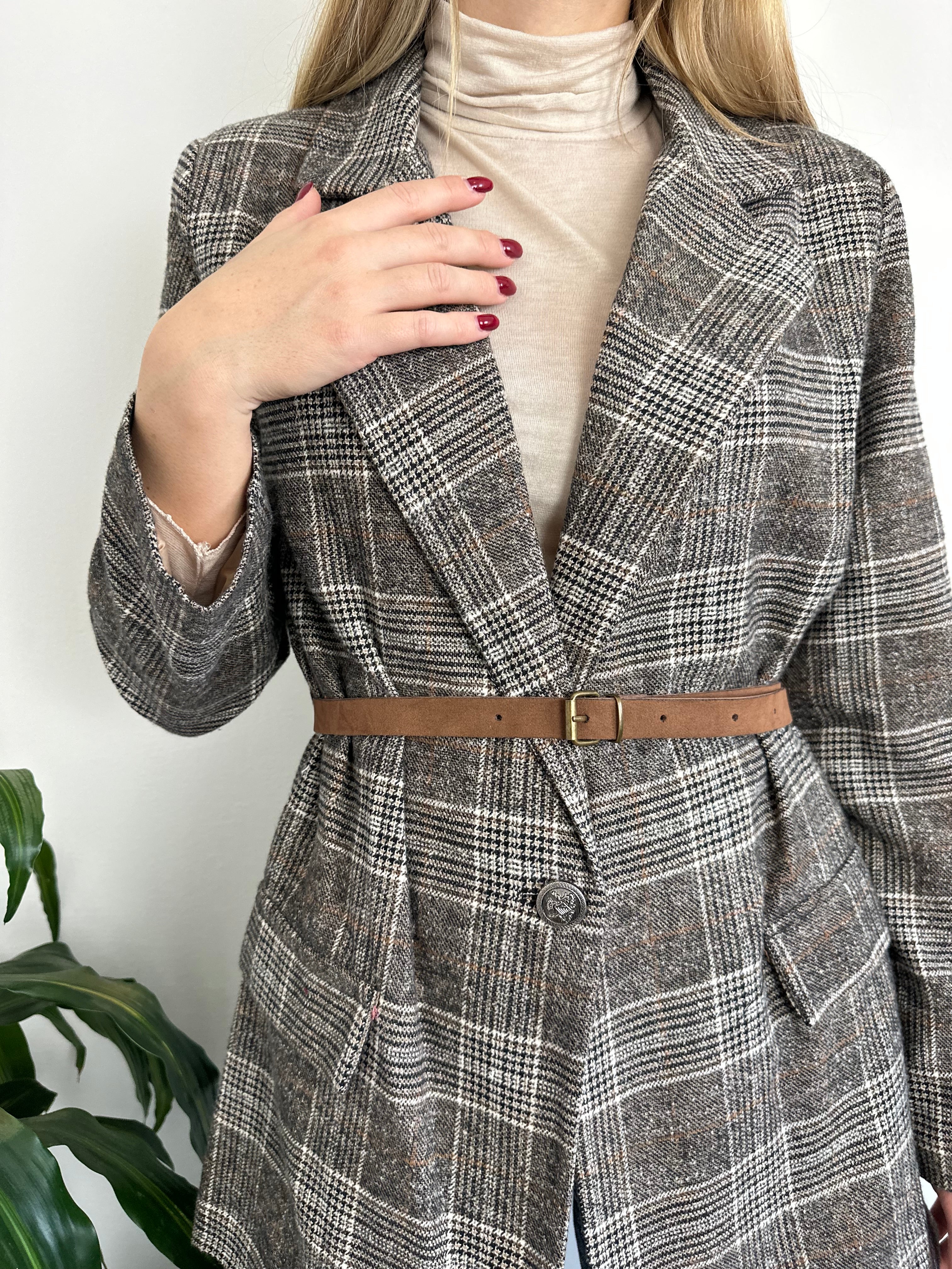 GIACCA TARTAN con CINTURA