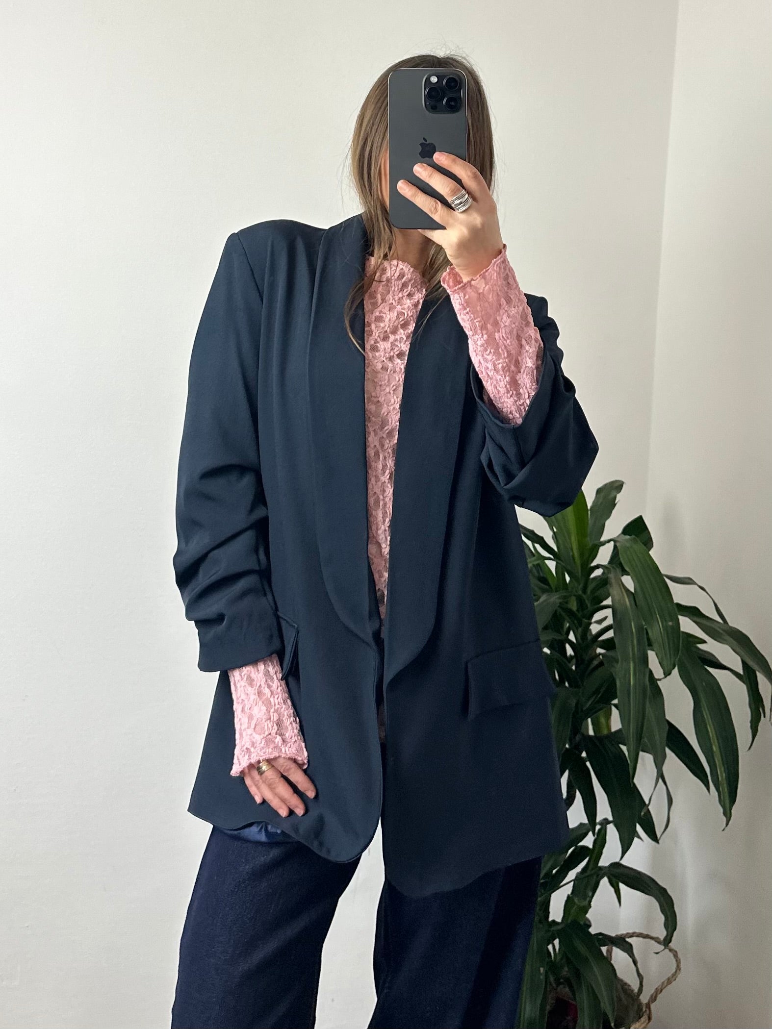 BLAZER MANICA ARRICCIATA BLU NOTTE