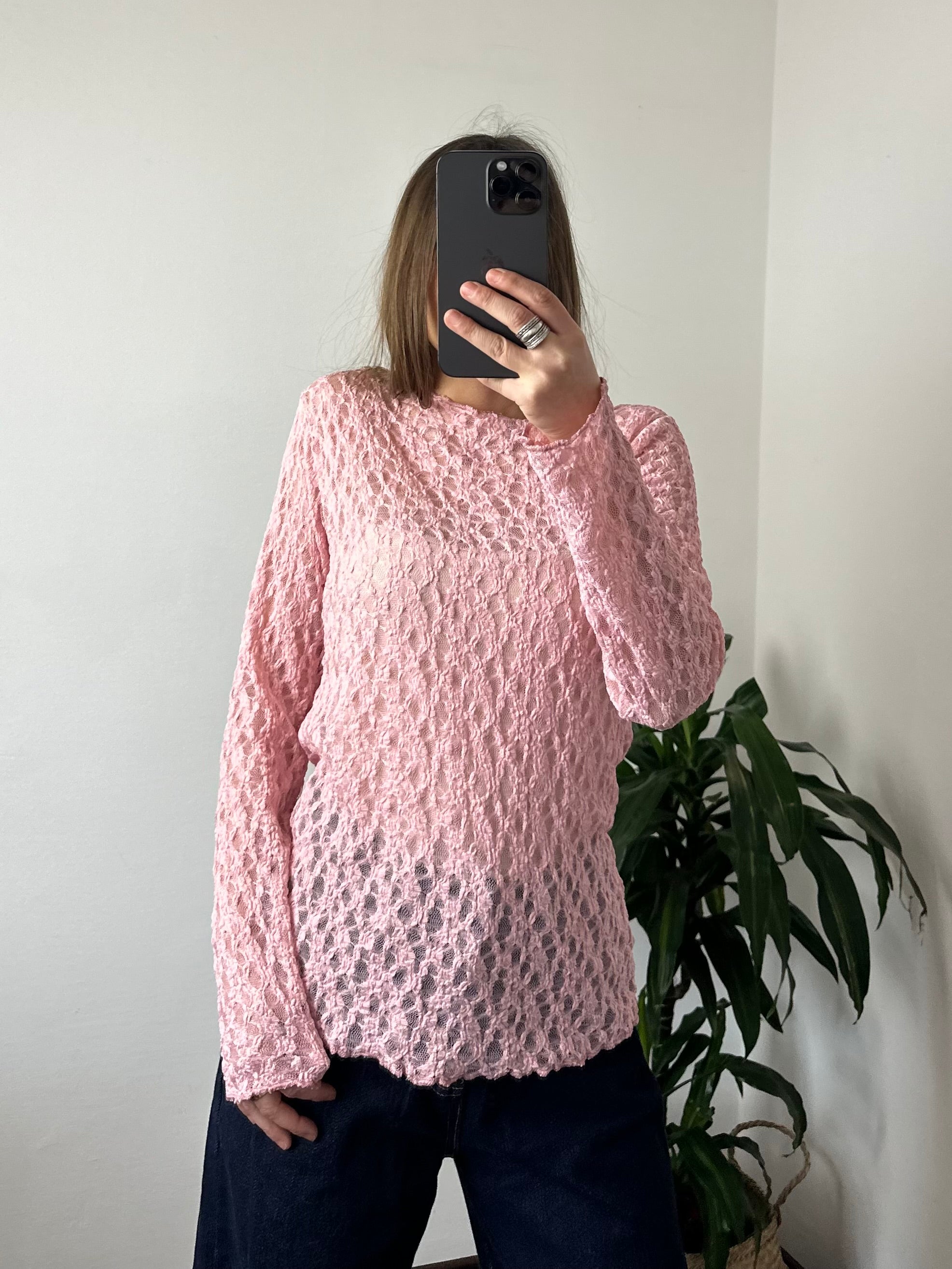 MAGLIA ELASTICIZZATA PIZZO ROSA
