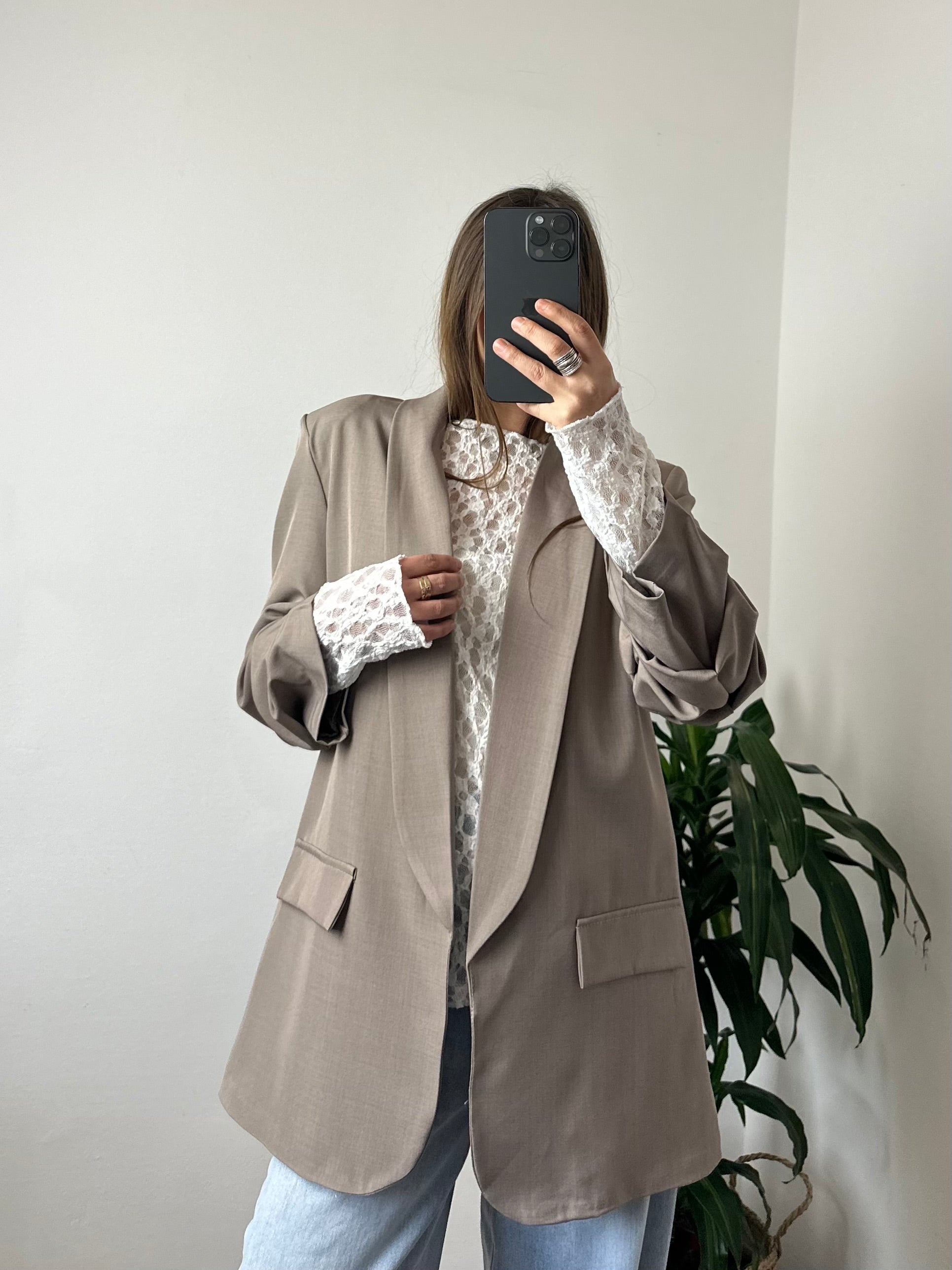 BLAZER MANICA ARRICCIATA TORTORA