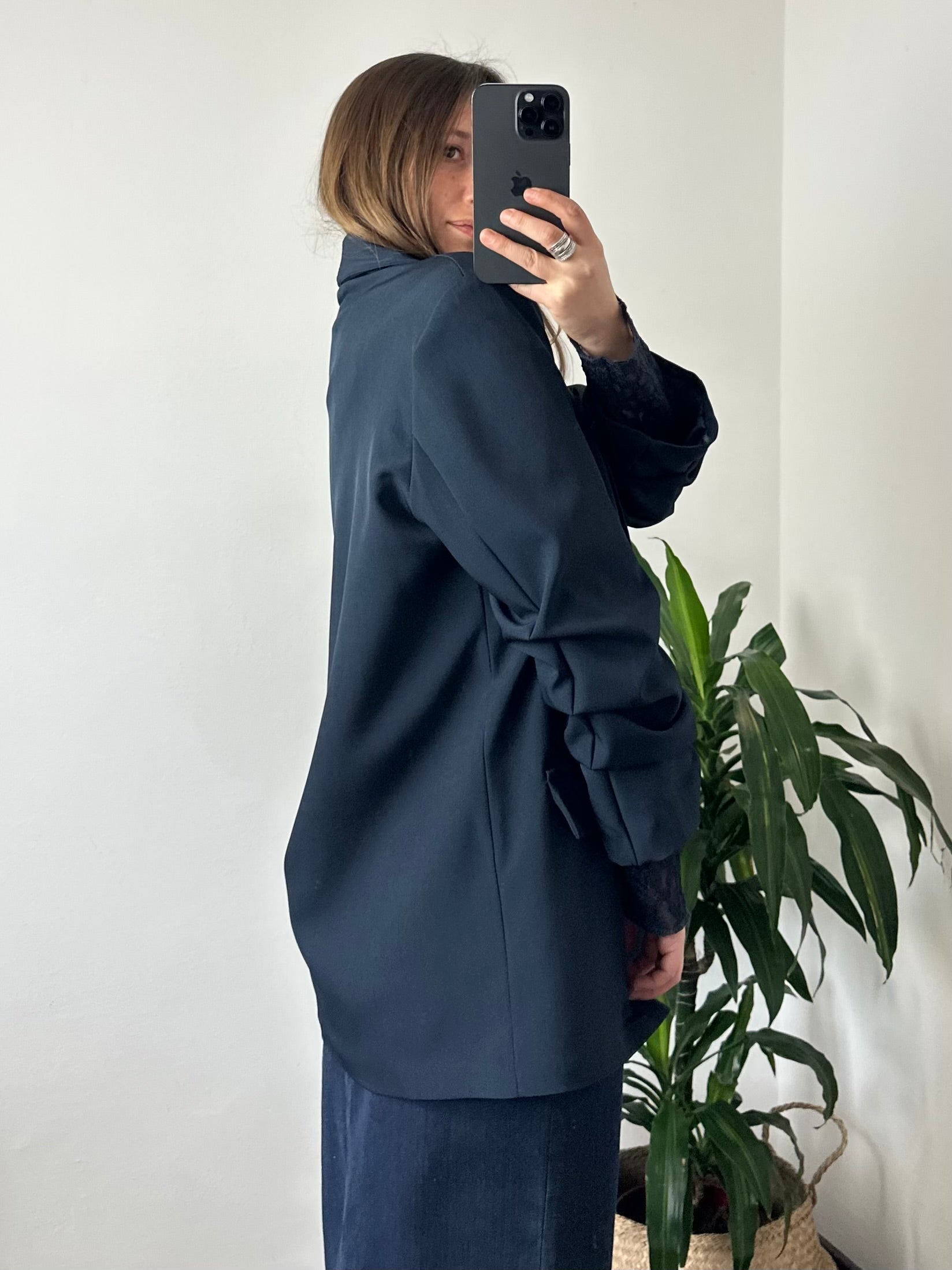 BLAZER MANICA ARRICCIATA BLU NOTTE