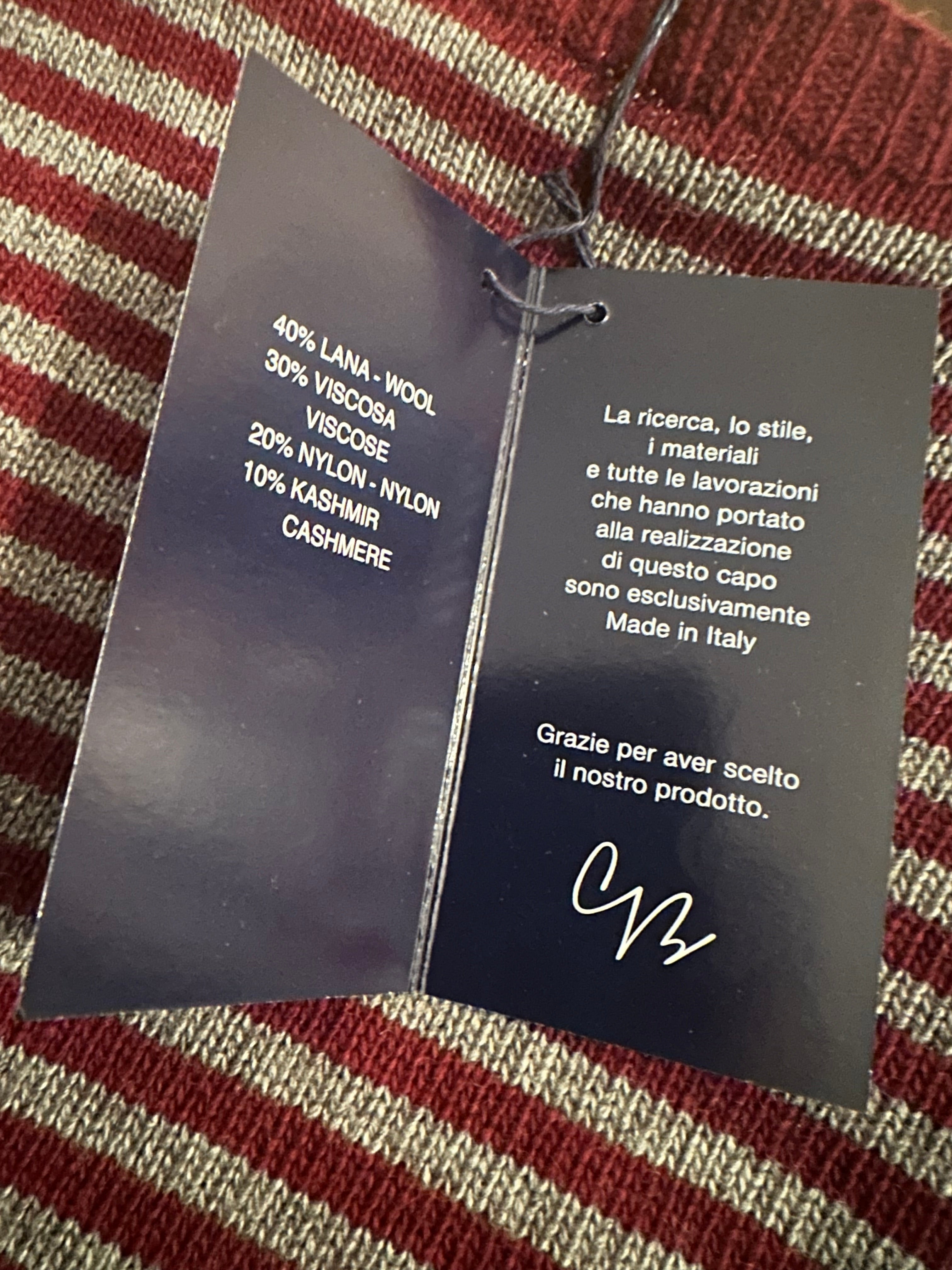MAGLIONCINO RIGHE misto CASHMERE bordeaux-grigio