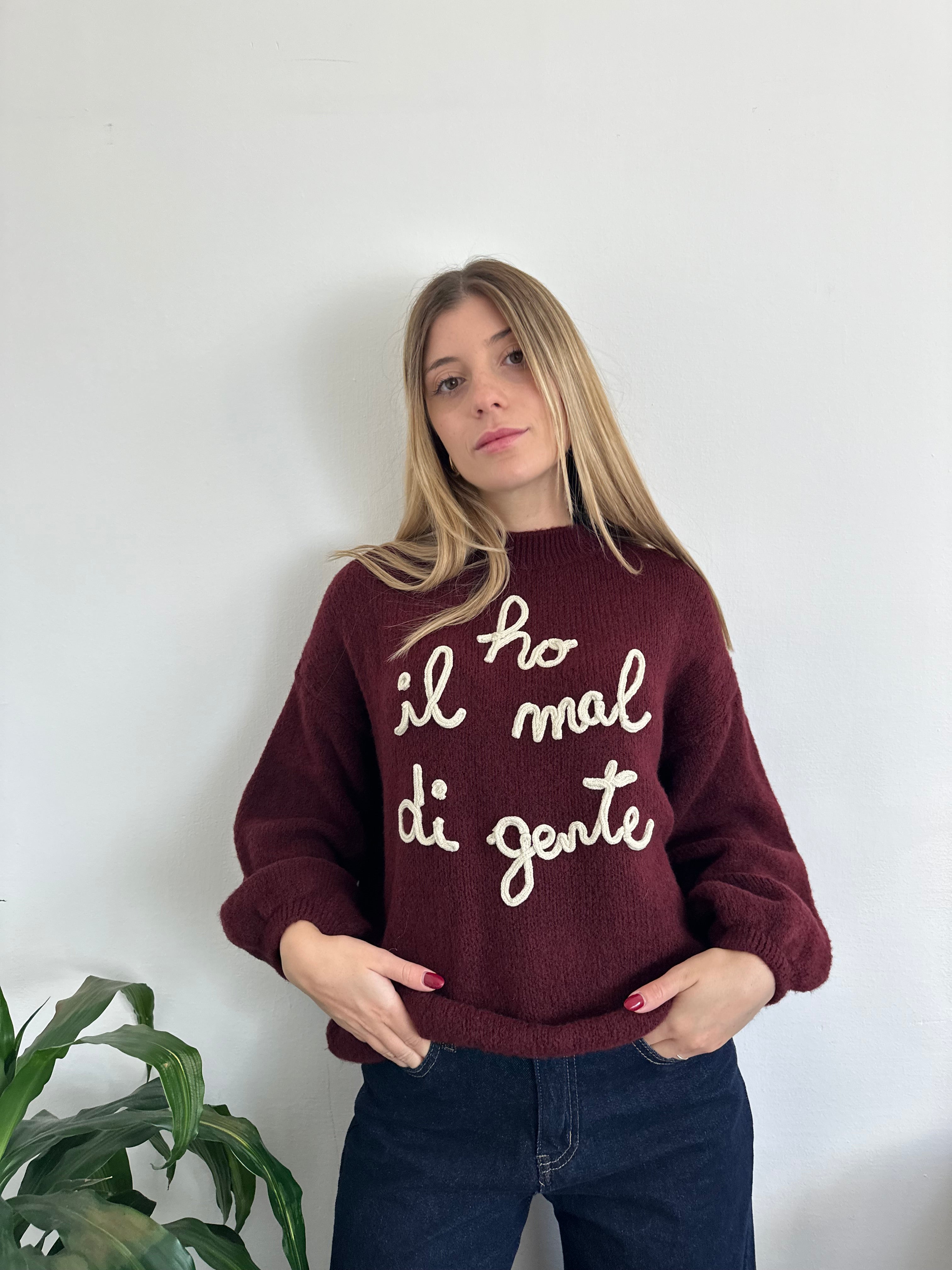 MAGLIONE “ Ho il mal di gente “ BORDEAUX
