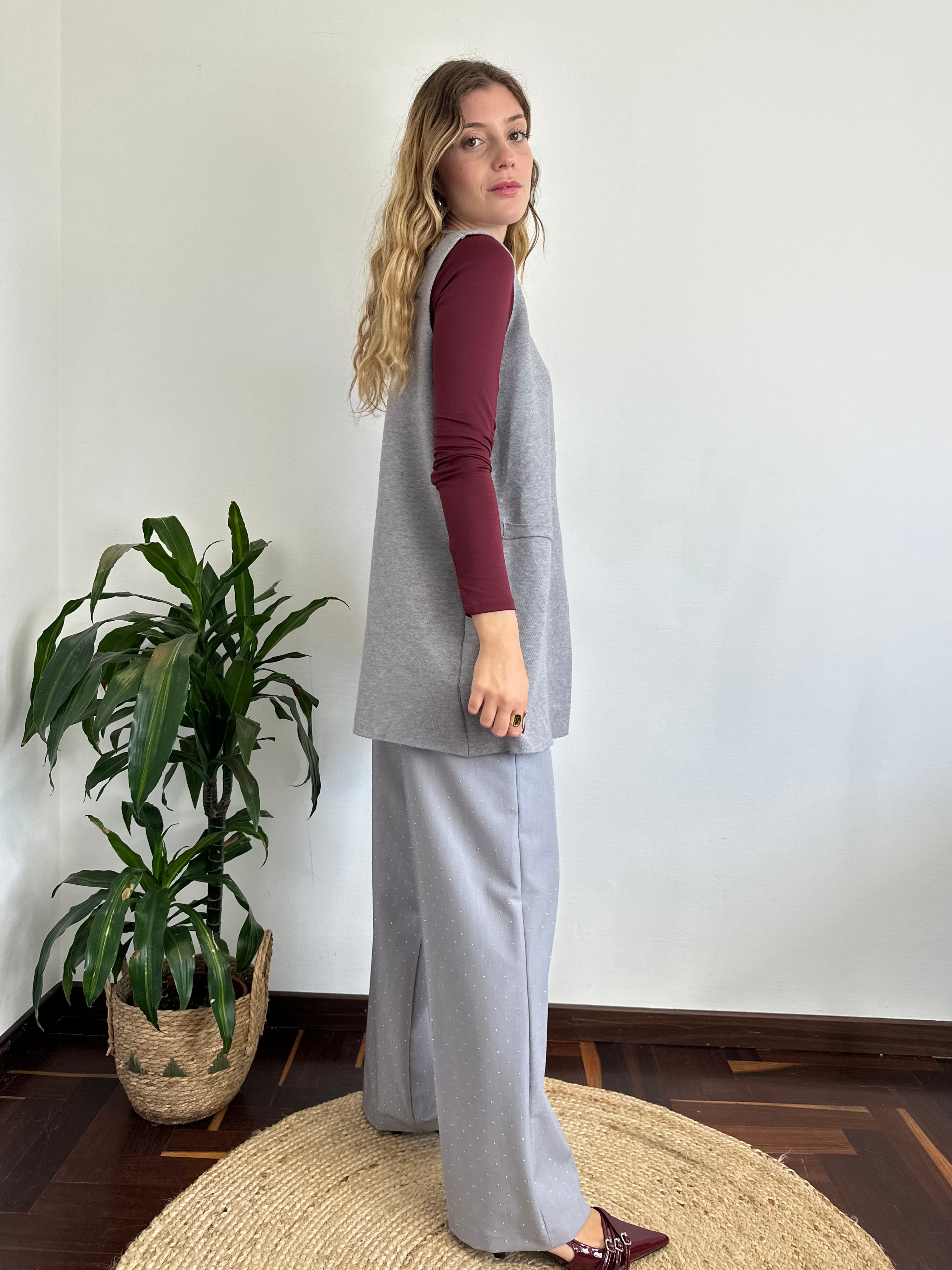 GILET in MAGLIA GRIGIO