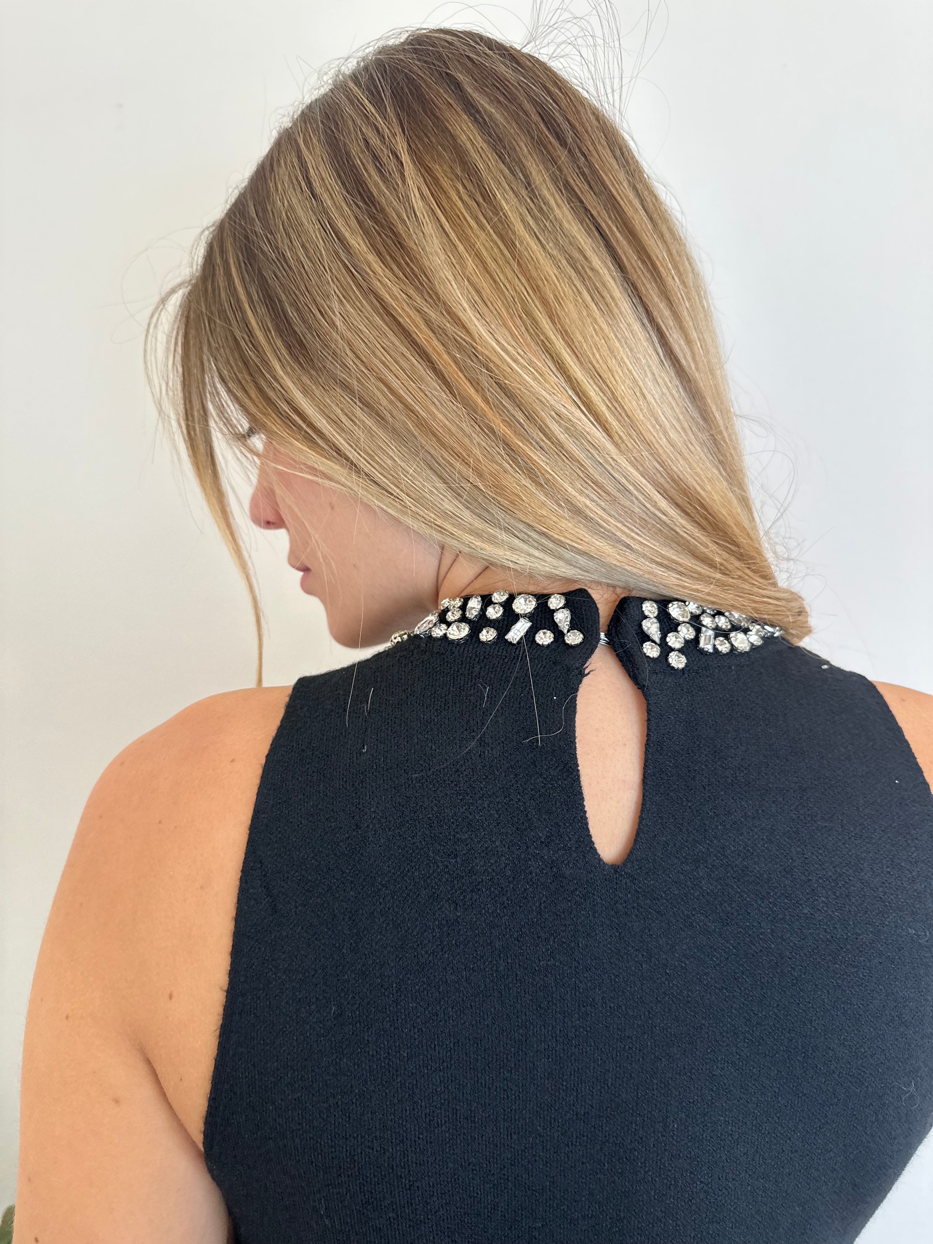 ABITO MAGLIA SMANICATO GIOIELLO NERO