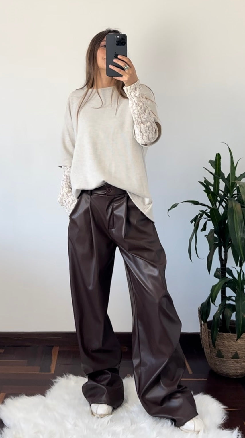 MAGLIA T-SHIRT PIZZO BEIGE CHIARO