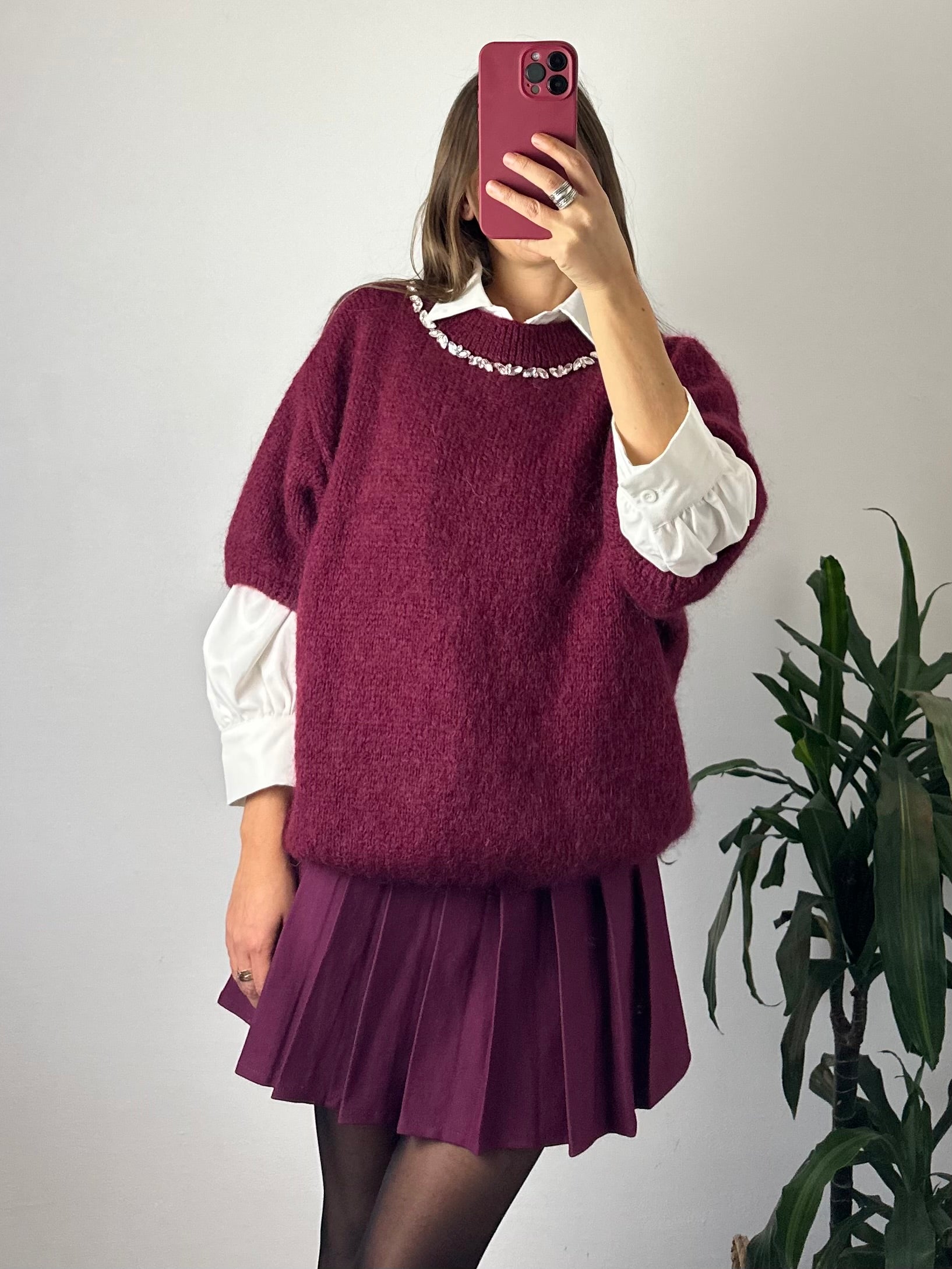 MAGLIONE MOHAIR BORDEAUX