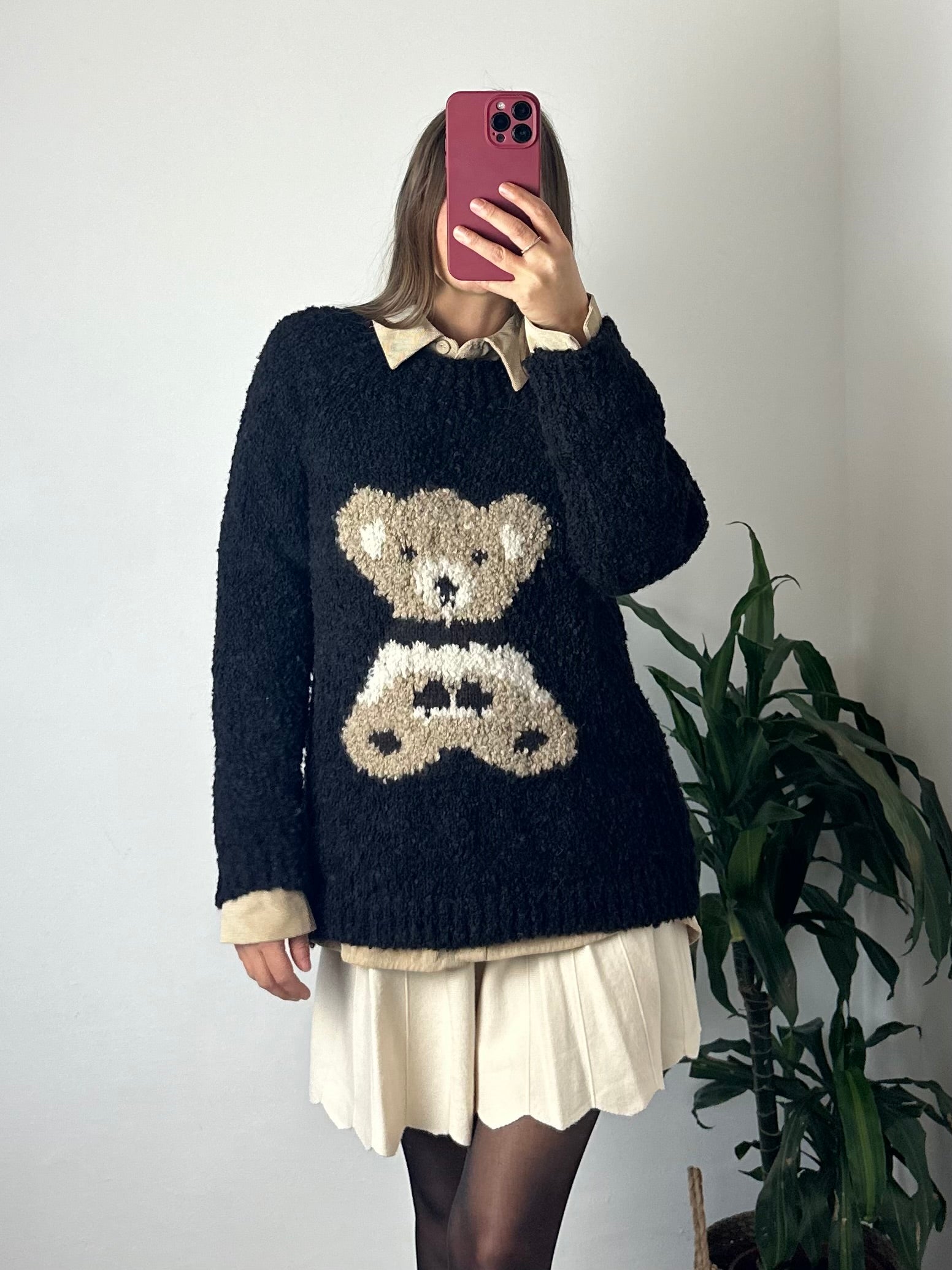 MAGLIONE BOUCLÈ TEDDY NERO