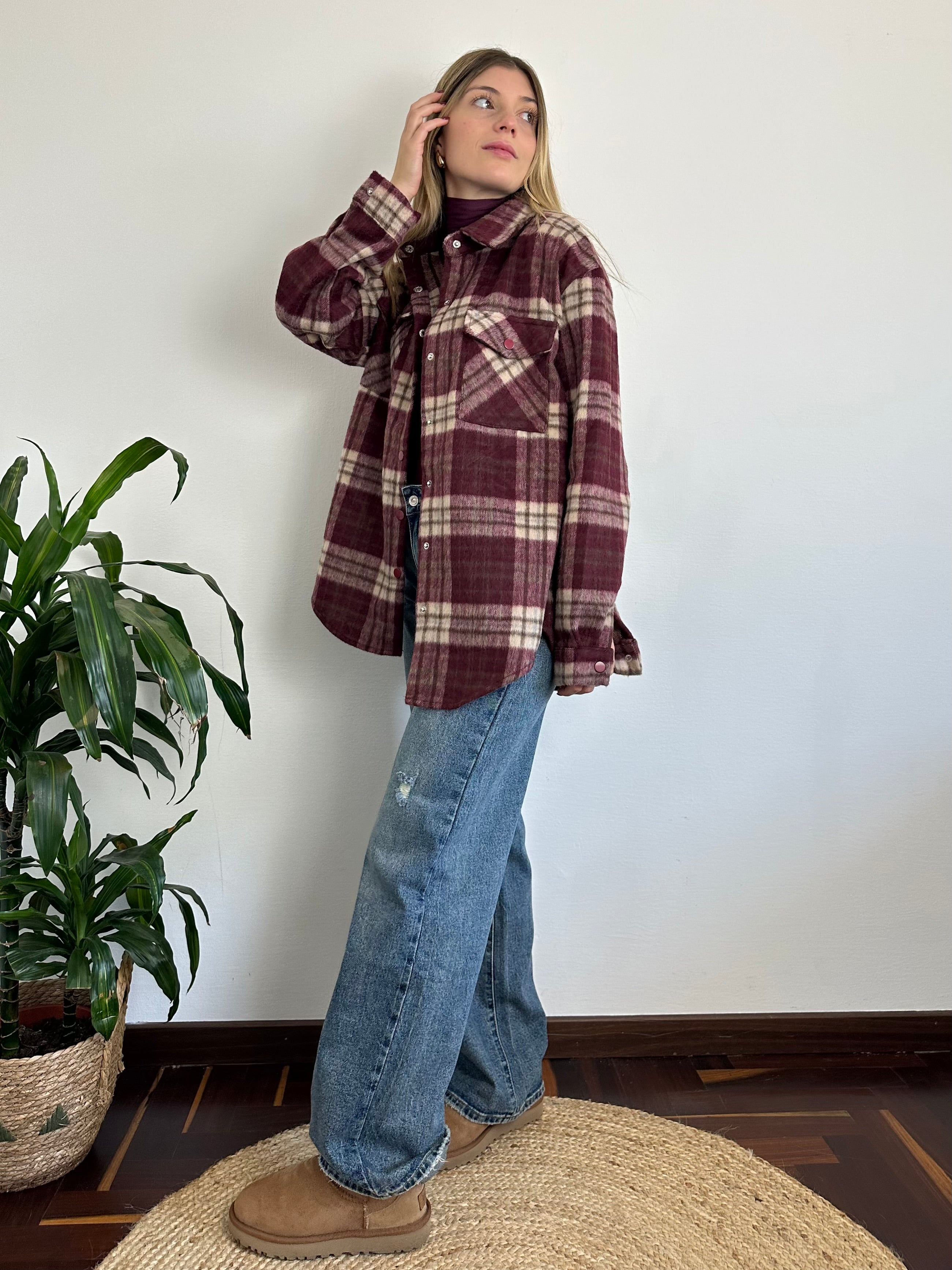 CAMICIA PELOSA COTONE BORGOGNA