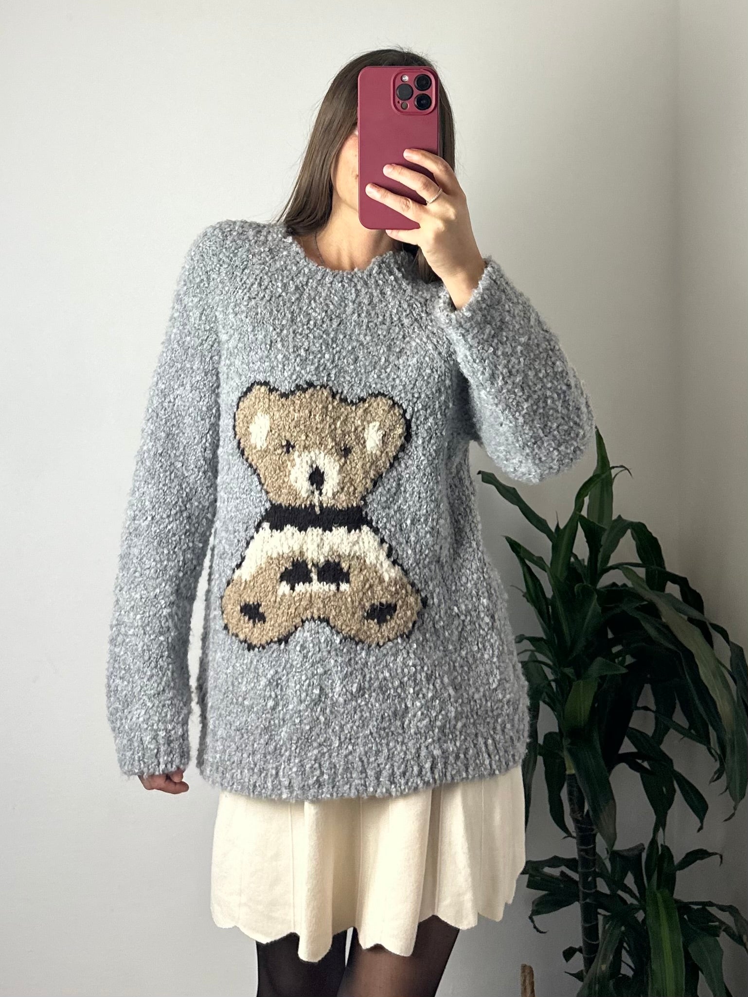 MAGLIONE BOUCLÈ TEDDY GRIGIO