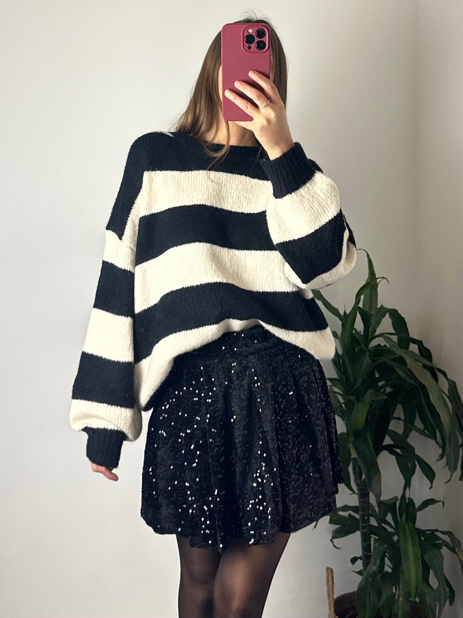 MAGLIONE RIGHE misto LANA BIANCO-NERO